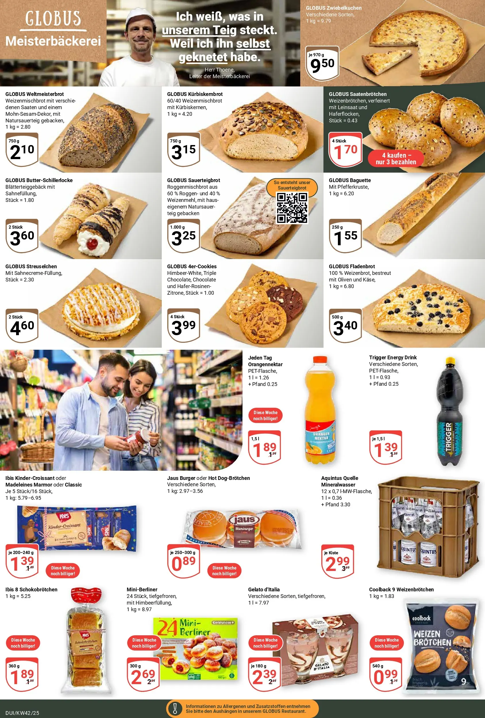 Globus prospekt Duisburg	 (ab 12.10.2025) » Angebote online | Seite: 8 | Produkte: Berliner, Energy, Baguette, Mineralwasser