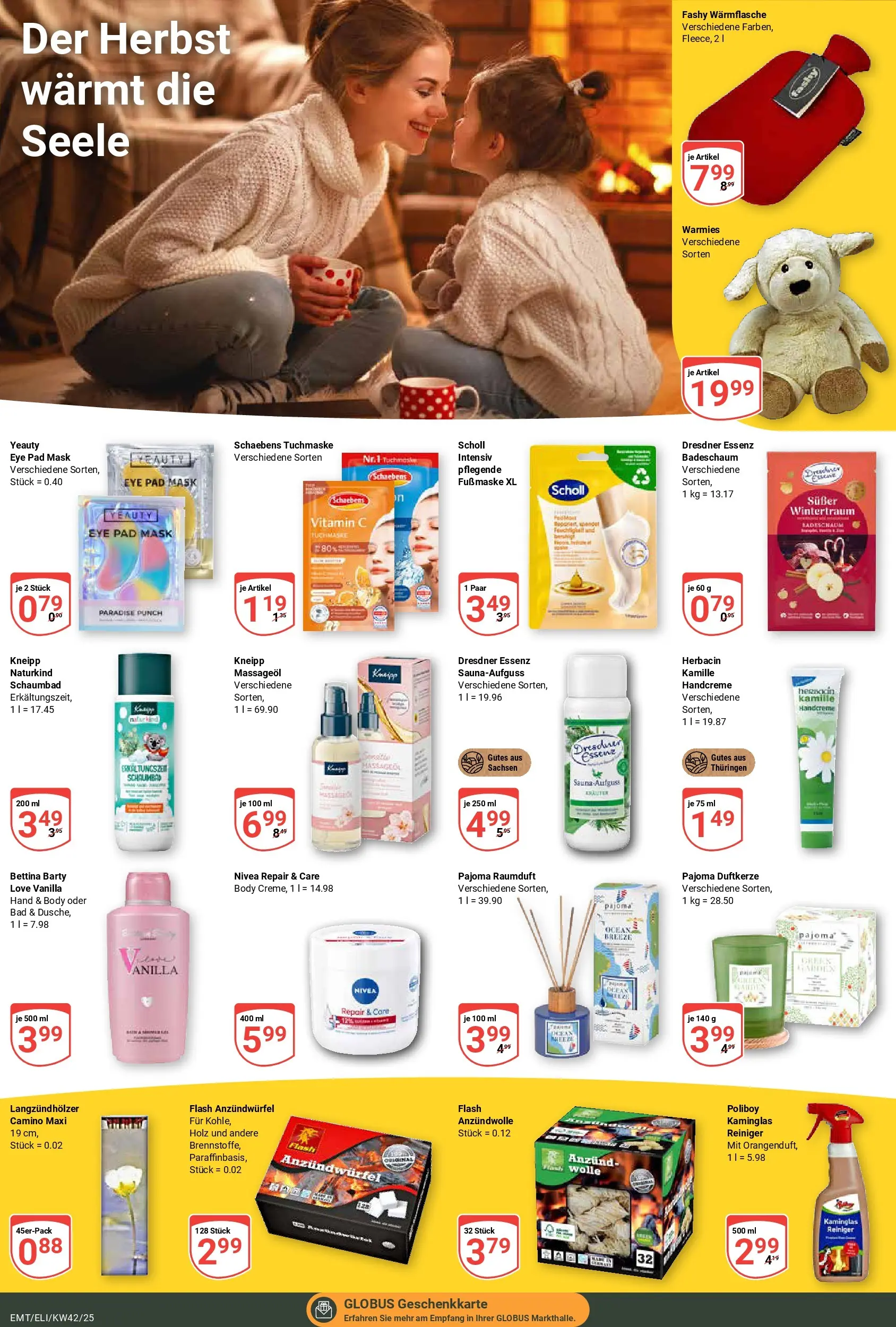 Globus prospekt Mittelhausen	 (ab 12.10.2025) » Angebote online | Seite: 20 | Produkte: Bad, Handcreme, Massageöl, Tuchmaske