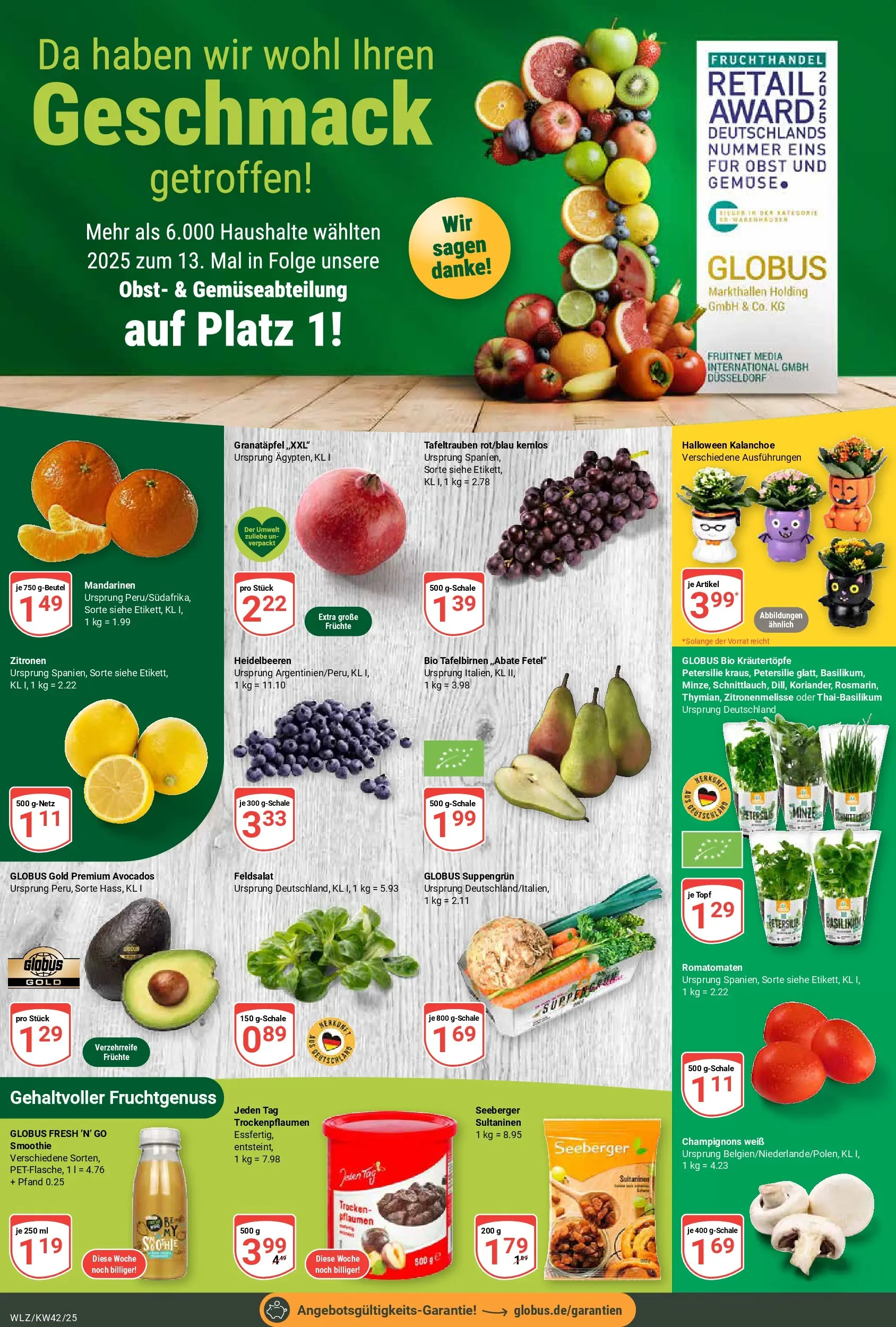 Globus prospekt Weischlitz	 (ab 12.10.2025) » Angebote online | Seite: 6 | Produkte: Granatapfel, Heidelbeeren, Petersilie, Zitronen