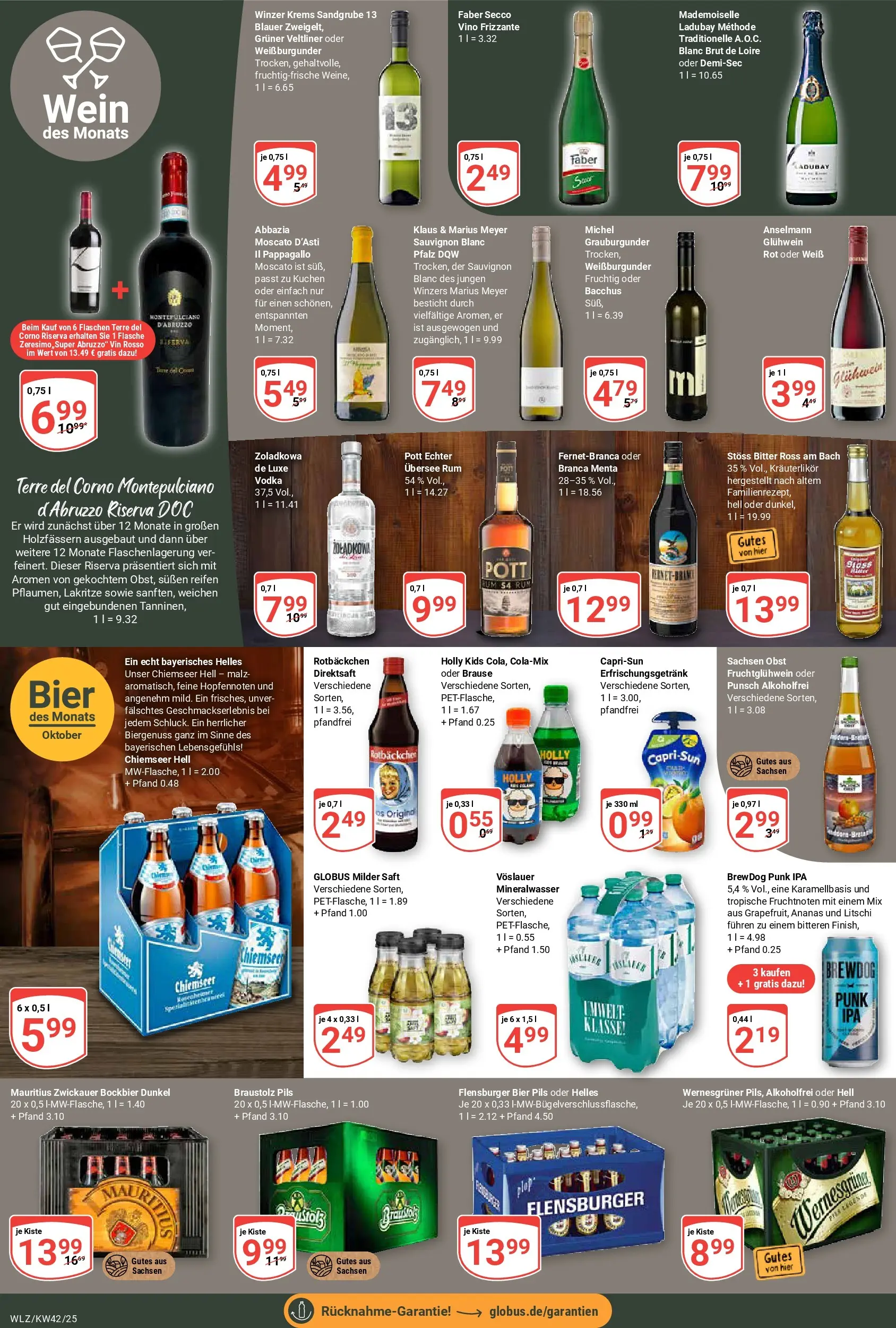 Globus prospekt Weischlitz	 (ab 12.10.2025) » Angebote online | Seite: 14 | Produkte: Wernesgruner, Flensburger, Saft, Wein