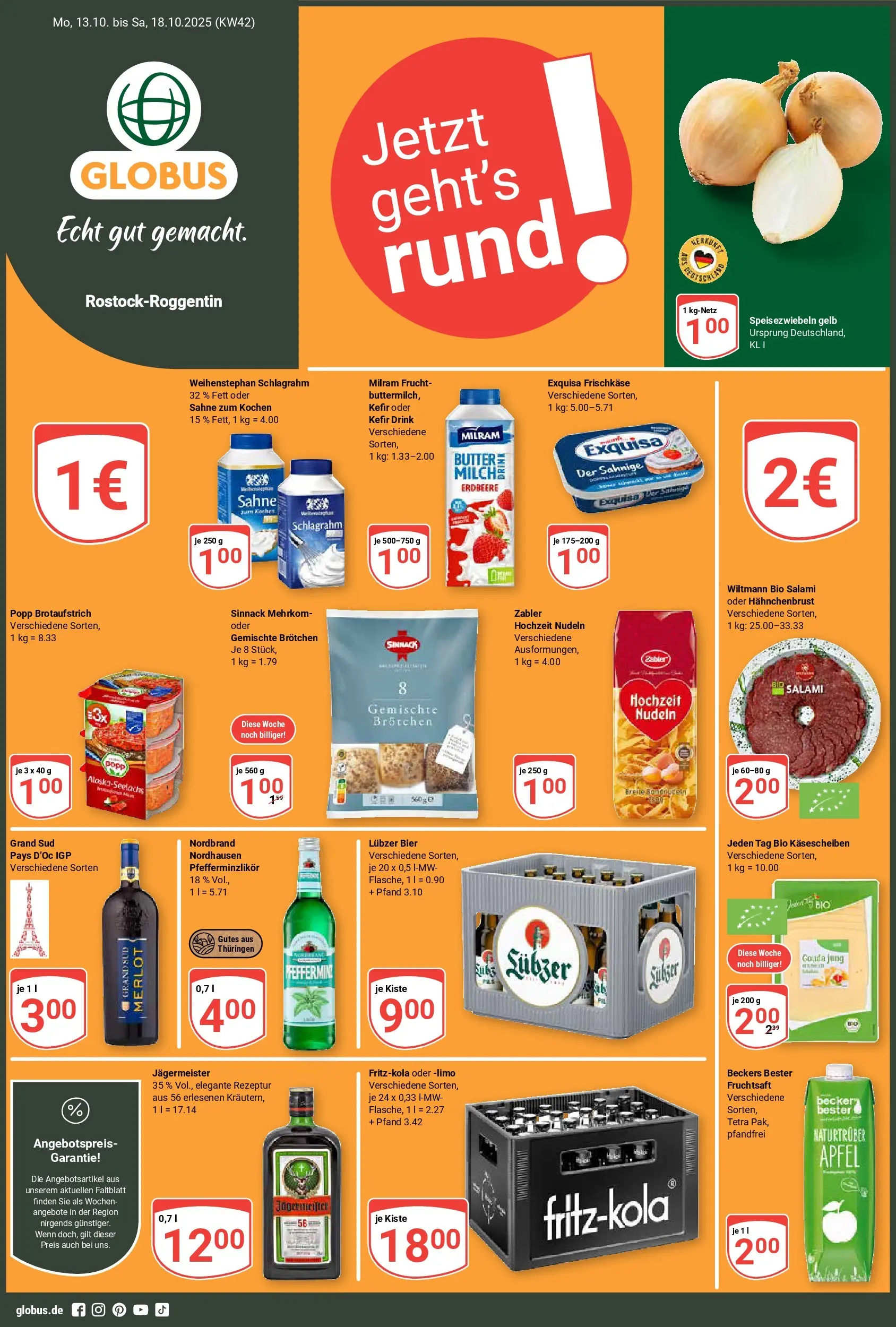 Globus prospekt Rostock	 (ab 12.10.2025) » Angebote online | Seite: 1 | Produkte: Kefir, Merlot, Nudeln, Sahne
