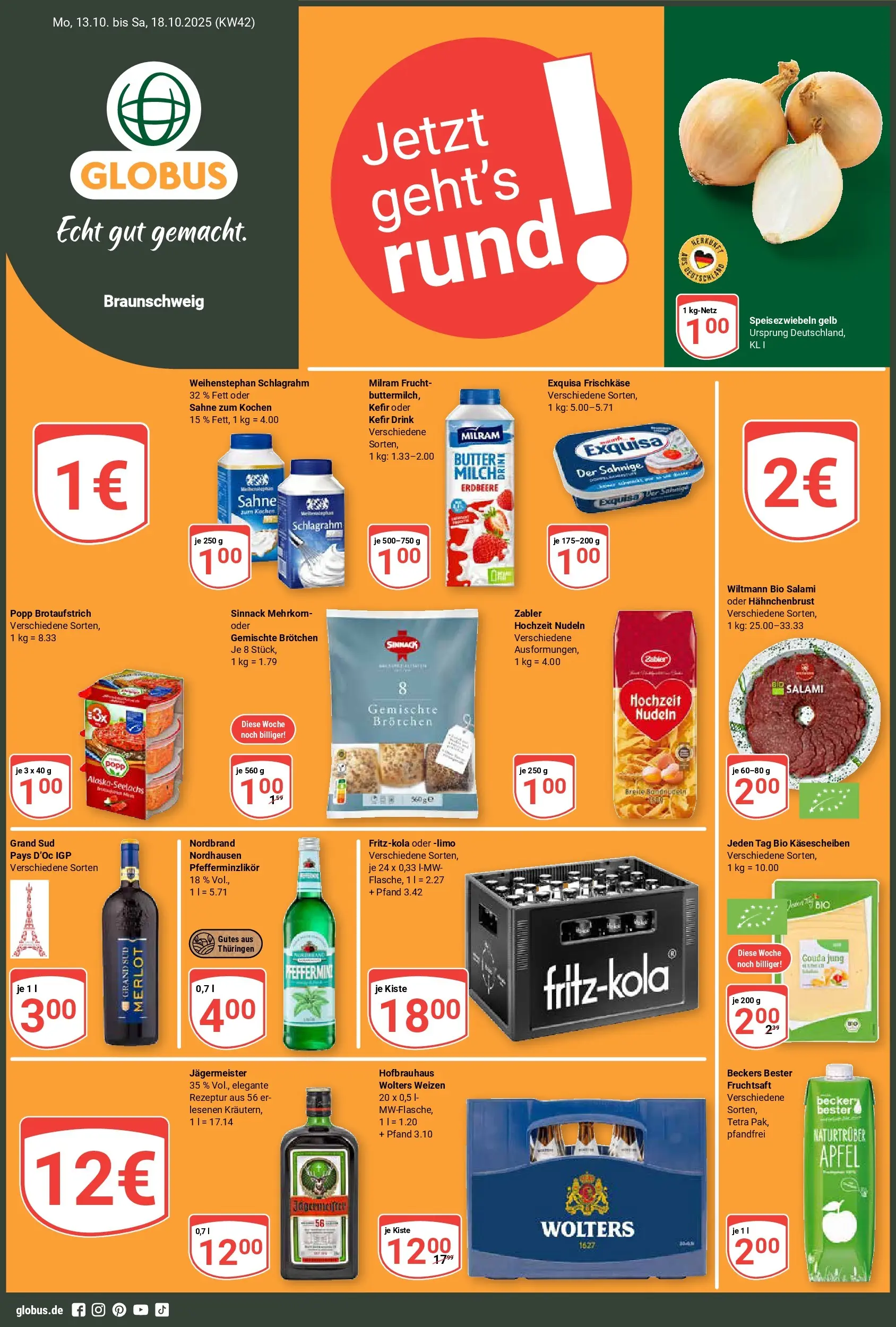 Globus prospekt Braunschweig	 (ab 12.10.2025) » Angebote online | Seite: 1 | Produkte: Merlot, Grand sud, Frischkase, Hahnchenbrust