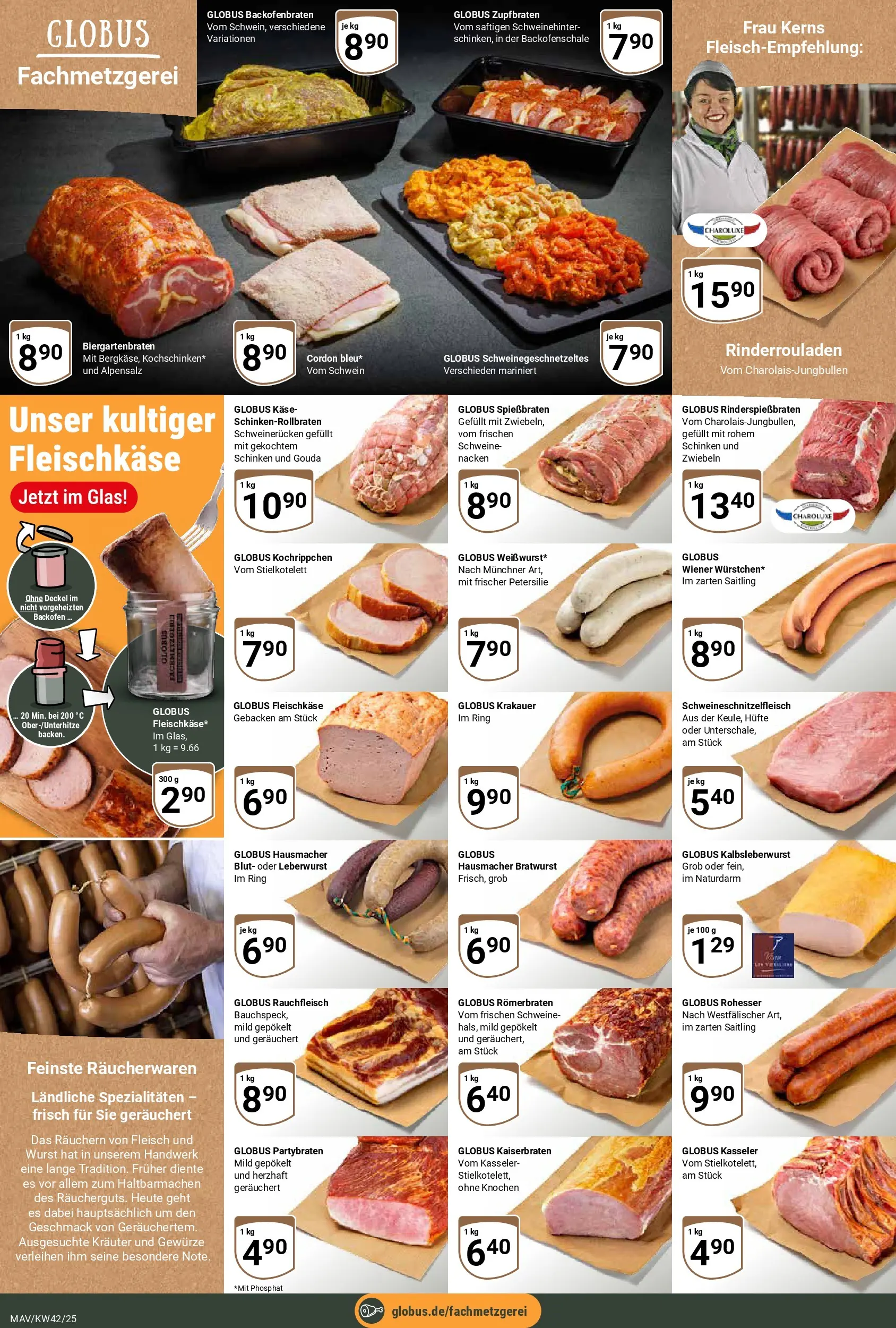 Globus prospekt Mannheim	 (ab 12.10.2025) » Angebote online | Seite: 8 | Produkte: Rinderrouladen, Wurst, Schweinerucken, Petersilie