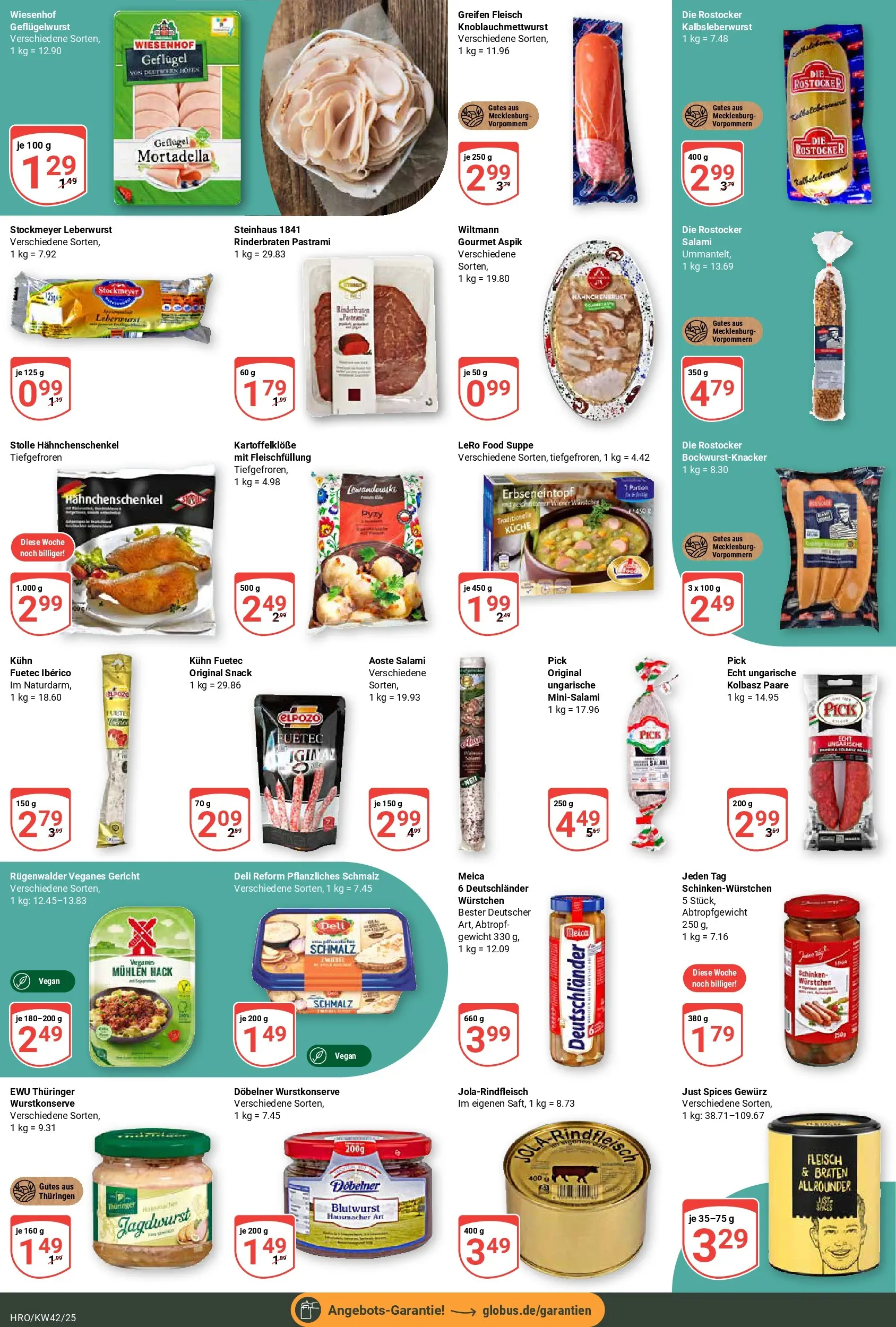 Globus prospekt Rostock	 (ab 12.10.2025) » Angebote online | Seite: 13 | Produkte: Rinderbraten, Gewicht, Wiener wurstchen, Hahnchenschenkel