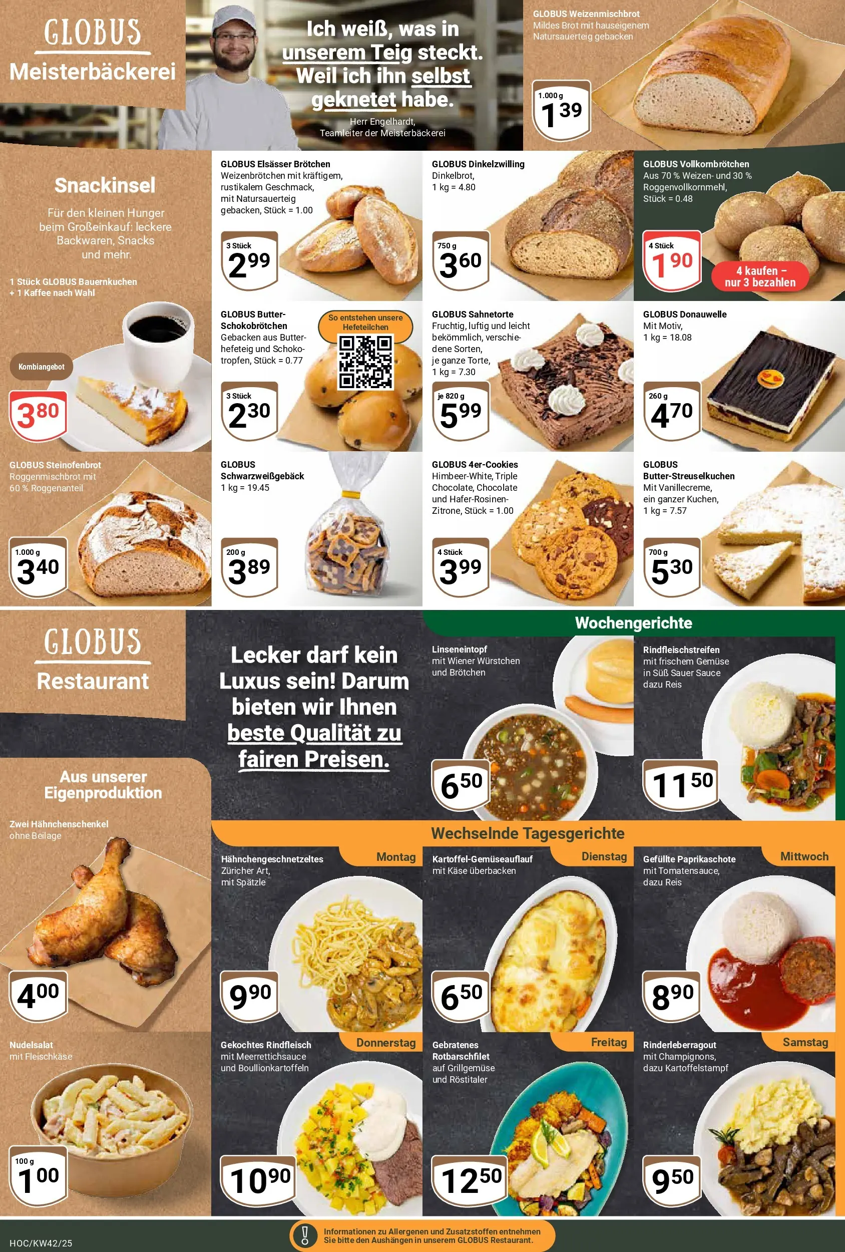 Globus prospekt Hockenheim	 (ab 12.10.2025) » Angebote online | Seite: 7 | Produkte: Butter, Käse, Gemüse, Brot
