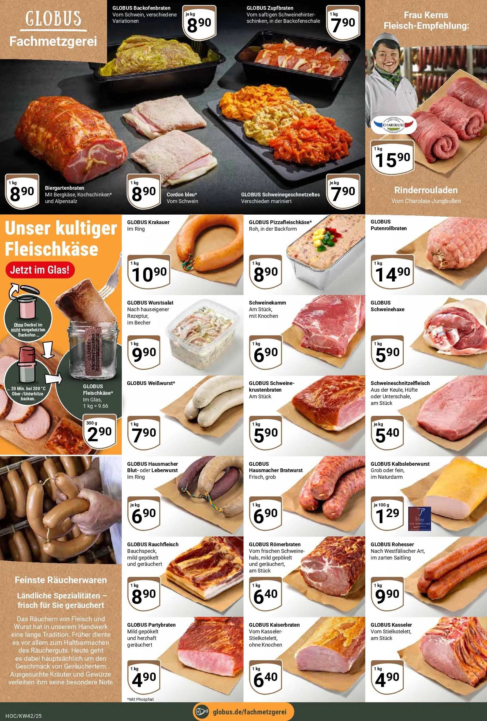 Globus prospekt Hockenheim	 (ab 12.10.2025) » Angebote online | Seite: 8 | Produkte: Rinderrouladen, Bratwurst, Krustenbraten, Wurst