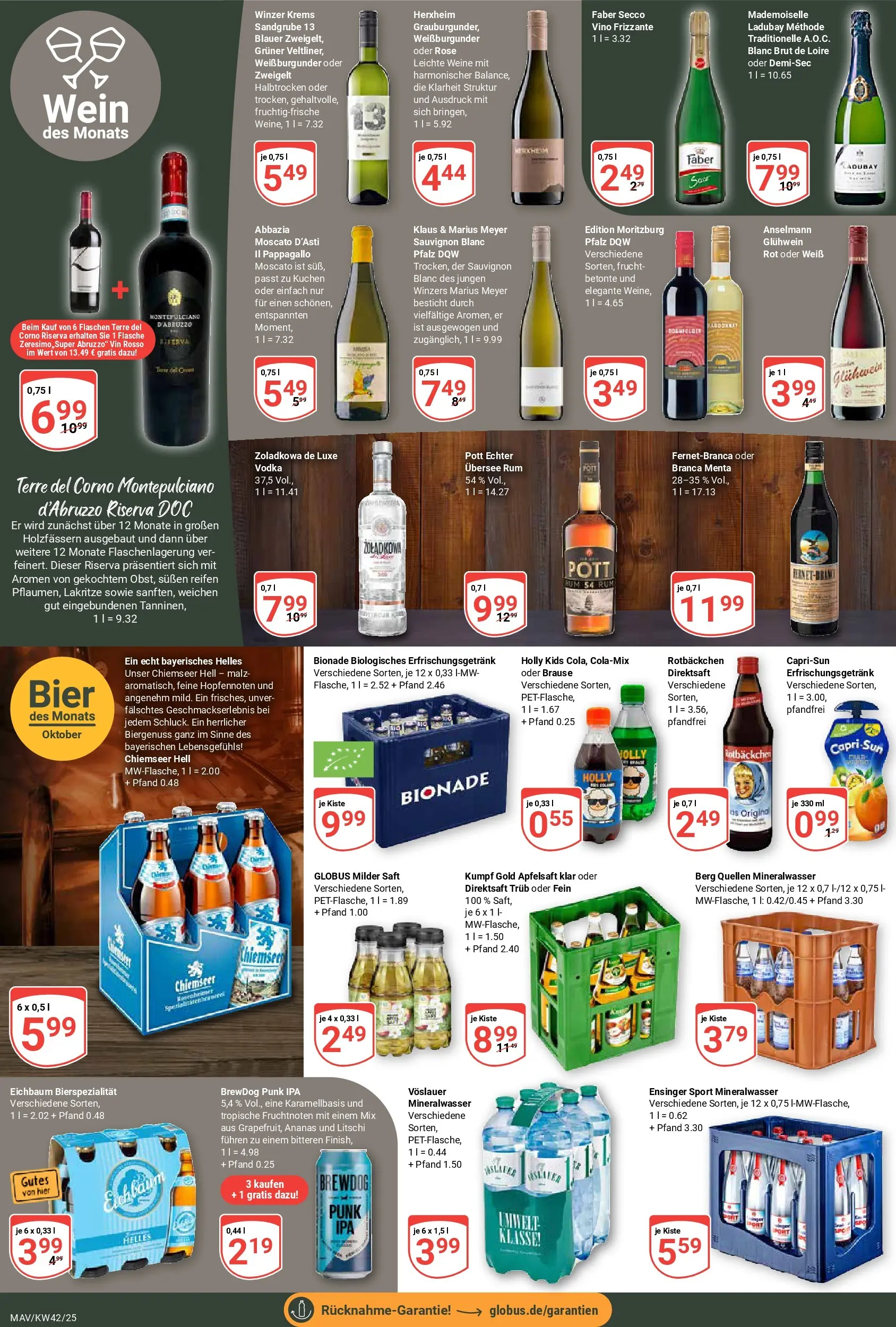 Globus prospekt Mannheim	 (ab 12.10.2025) » Angebote online | Seite: 15 | Produkte: Capri sun, Bier, Rum, Bionade