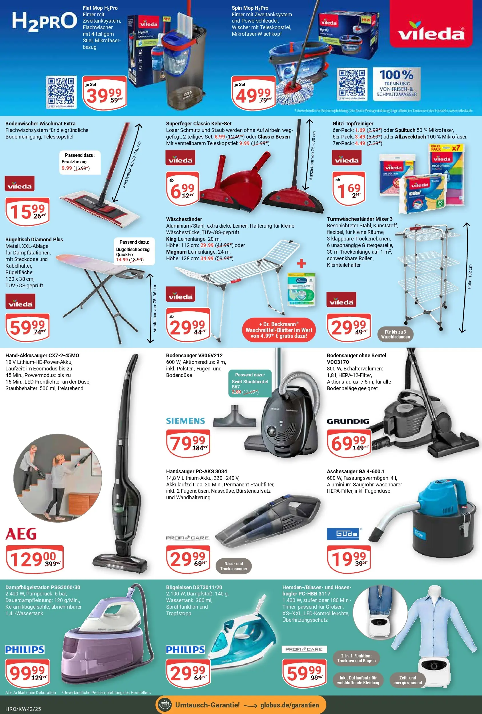 Globus prospekt Rostock	 (ab 12.10.2025) » Angebote online | Seite: 23 | Produkte: Philips, Bügeleisen, Steckdose, Waschestander