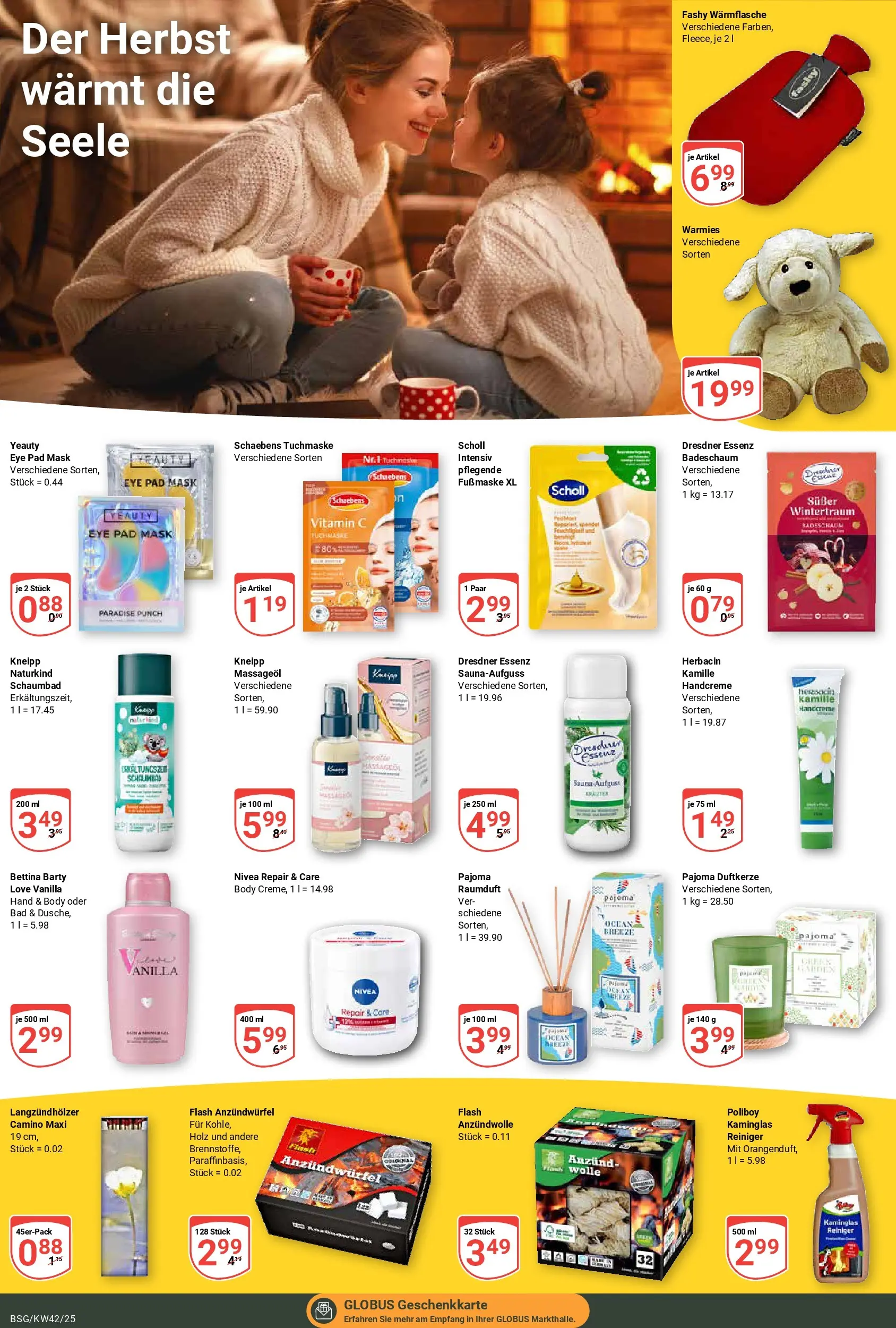 Globus prospekt Braunschweig	 (ab 12.10.2025) » Angebote online | Seite: 19 | Produkte: Bad, Handcreme, Massageöl, Tuchmaske