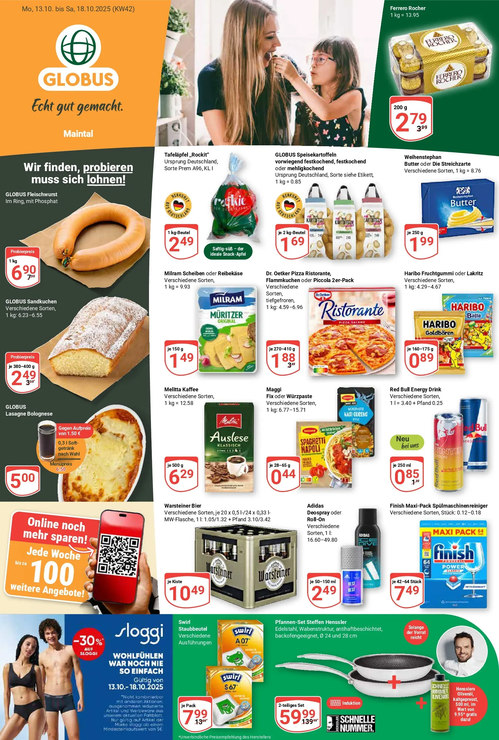 Globus prospekt Maintal-Dörnigheim	 (ab 12.10.2025) » Angebote online | Seite: 1 | Produkte: Ristorante, Melitta kaffee, Warsteiner, Reibekase