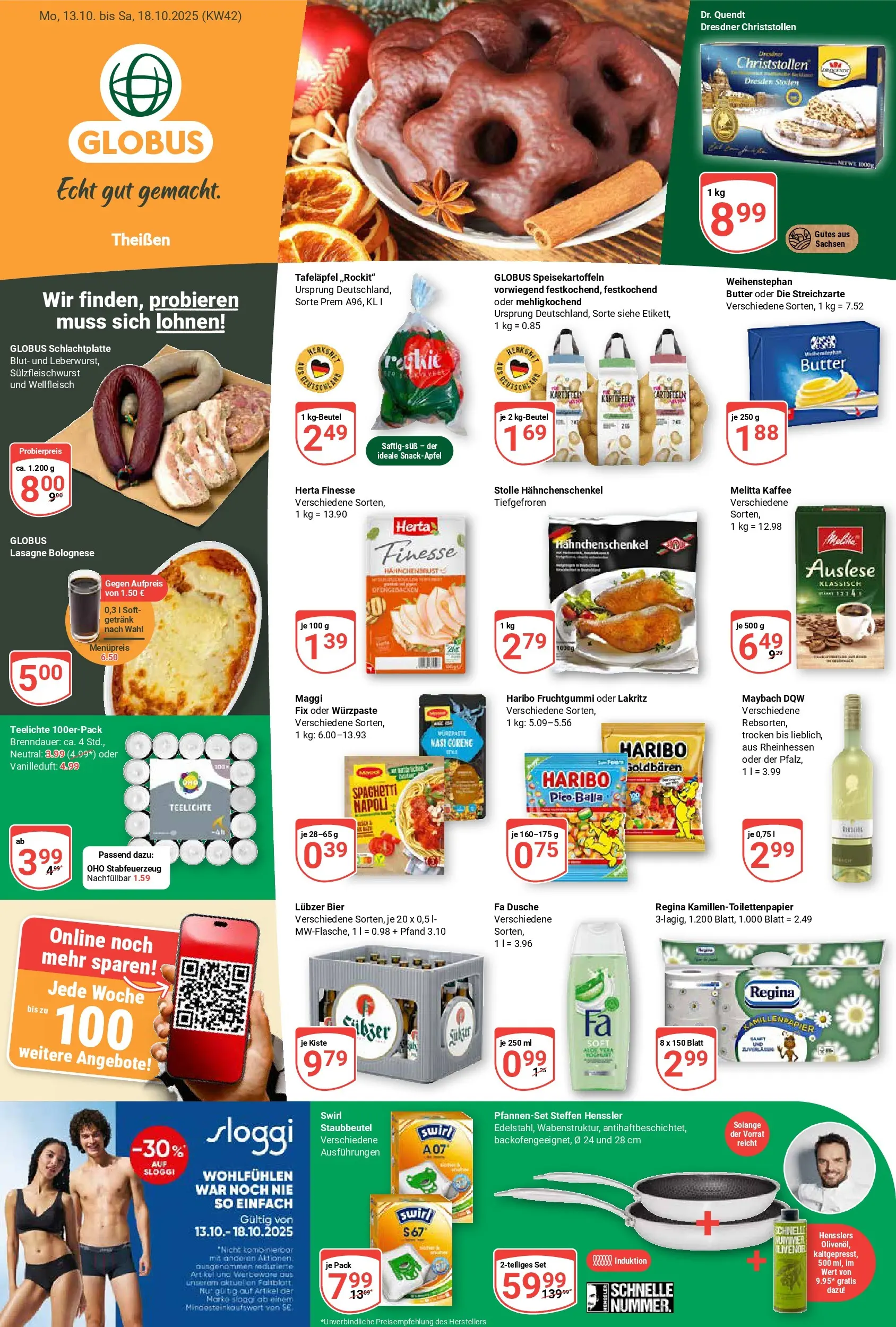 Globus prospekt Zeitz	 (ab 12.10.2025) » Angebote online | Seite: 1 | Produkte: Melitta, Melitta kaffee, Butter, Hahnchenbrust