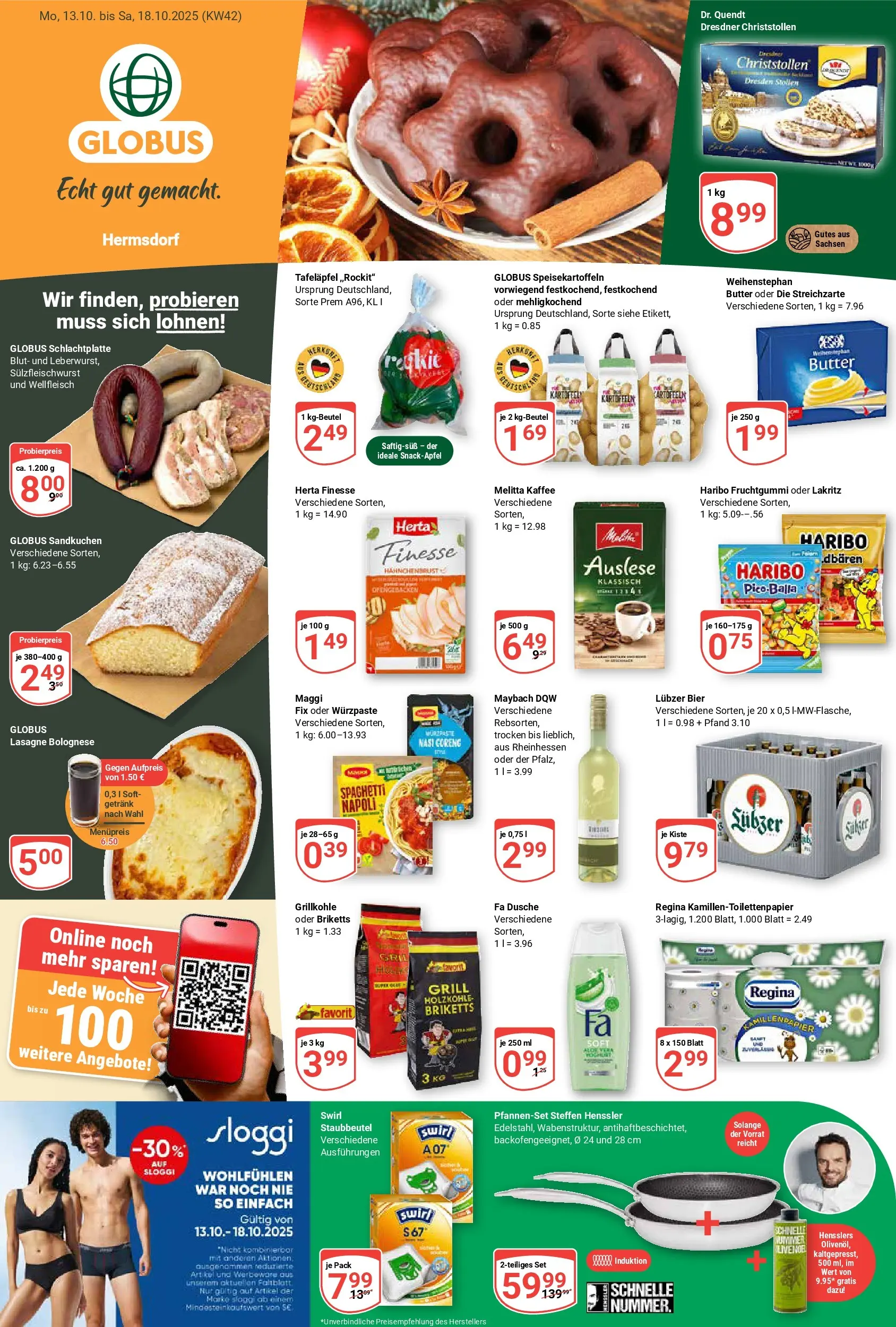 Globus prospekt Hermsdorf	 (ab 12.10.2025) » Angebote online | Seite: 1 | Produkte: Grill, Butter, Herta finesse, Hahnchenbrust