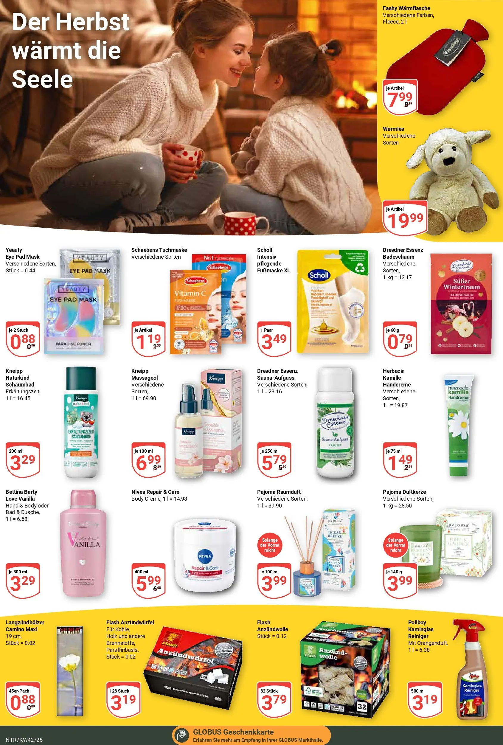 Globus prospekt Neutraubling	 (ab 12.10.2025) » Angebote online | Seite: 19 | Produkte: Handcreme, Badeschaum, Massageöl, Fußmaske