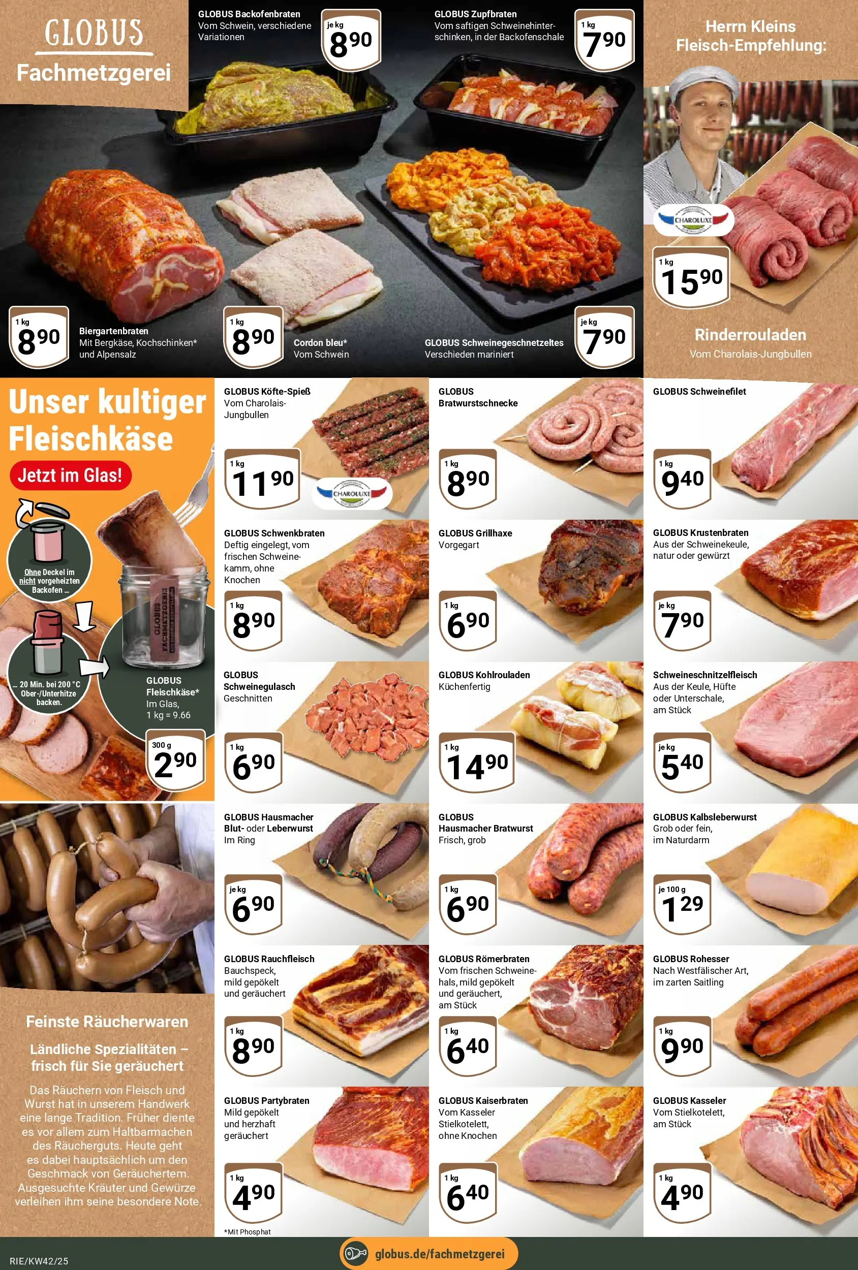 Globus prospekt Bochum-Riemke	 (ab 12.10.2025) » Angebote online | Seite: 8 | Produkte: Rinderrouladen, Schweinefilet, Backofen, Fleisch