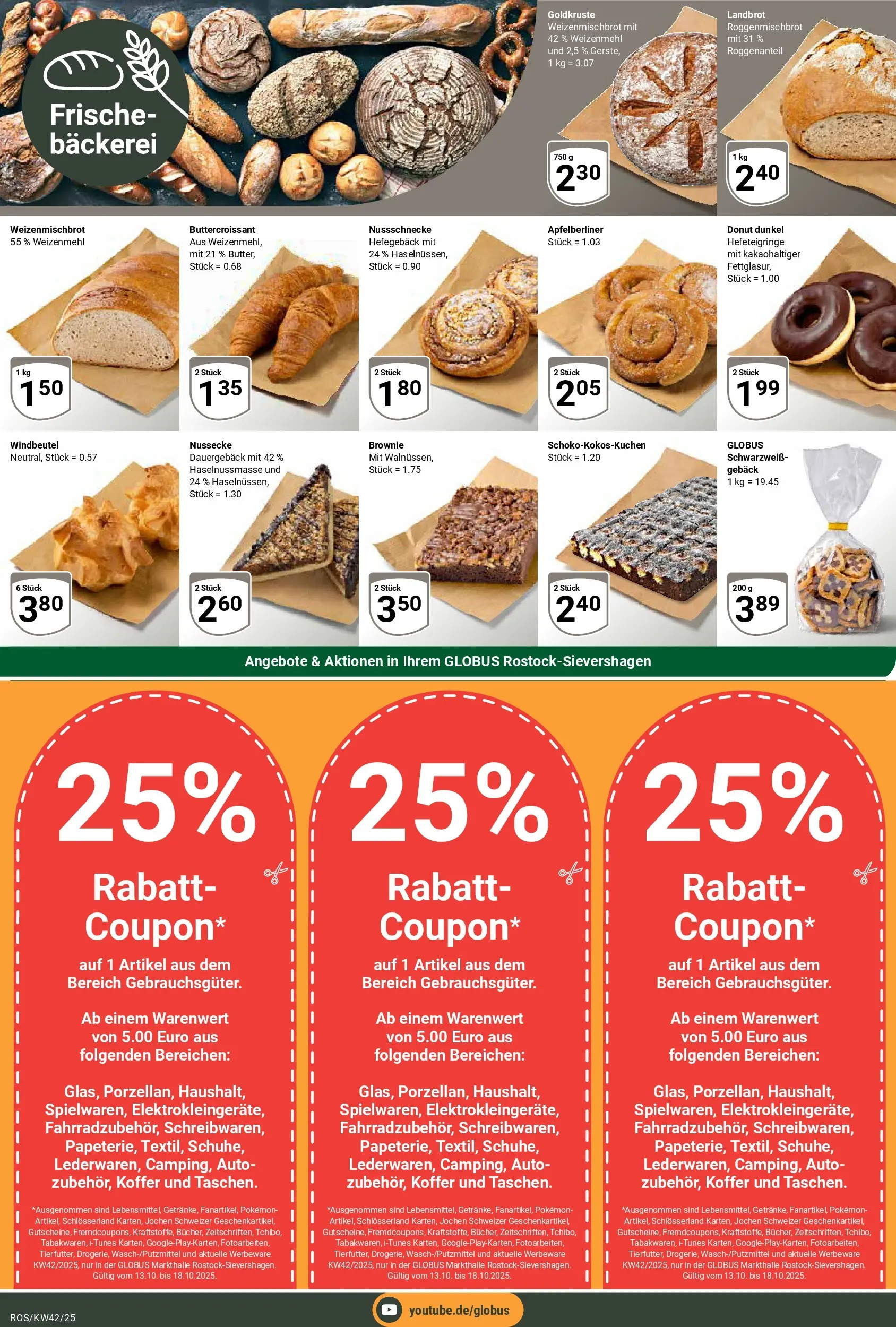 Globus prospekt Lambrechtshagen	 (ab 12.10.2025) » Angebote online | Seite: 9 | Produkte: Bäckerei, Weizenmehl, Koffer