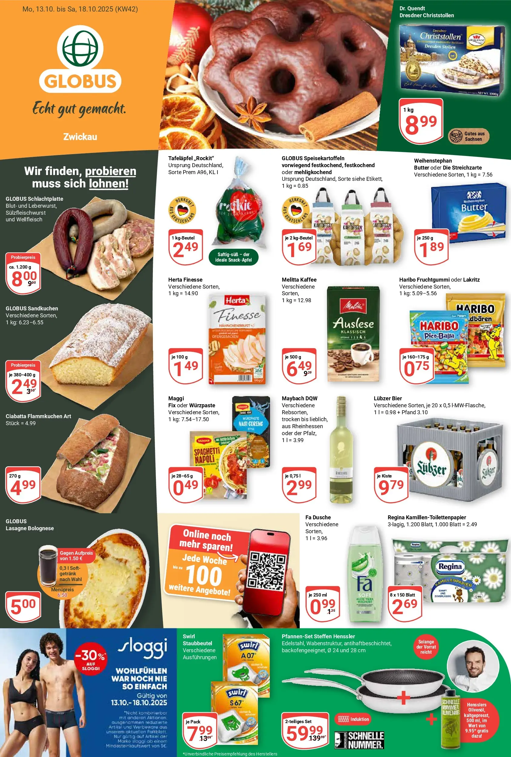 Globus prospekt Zwickau	 (ab 12.10.2025) » Angebote online | Seite: 1 | Produkte: Butter, Dusche, Kartoffeln, Hahnchenbrust