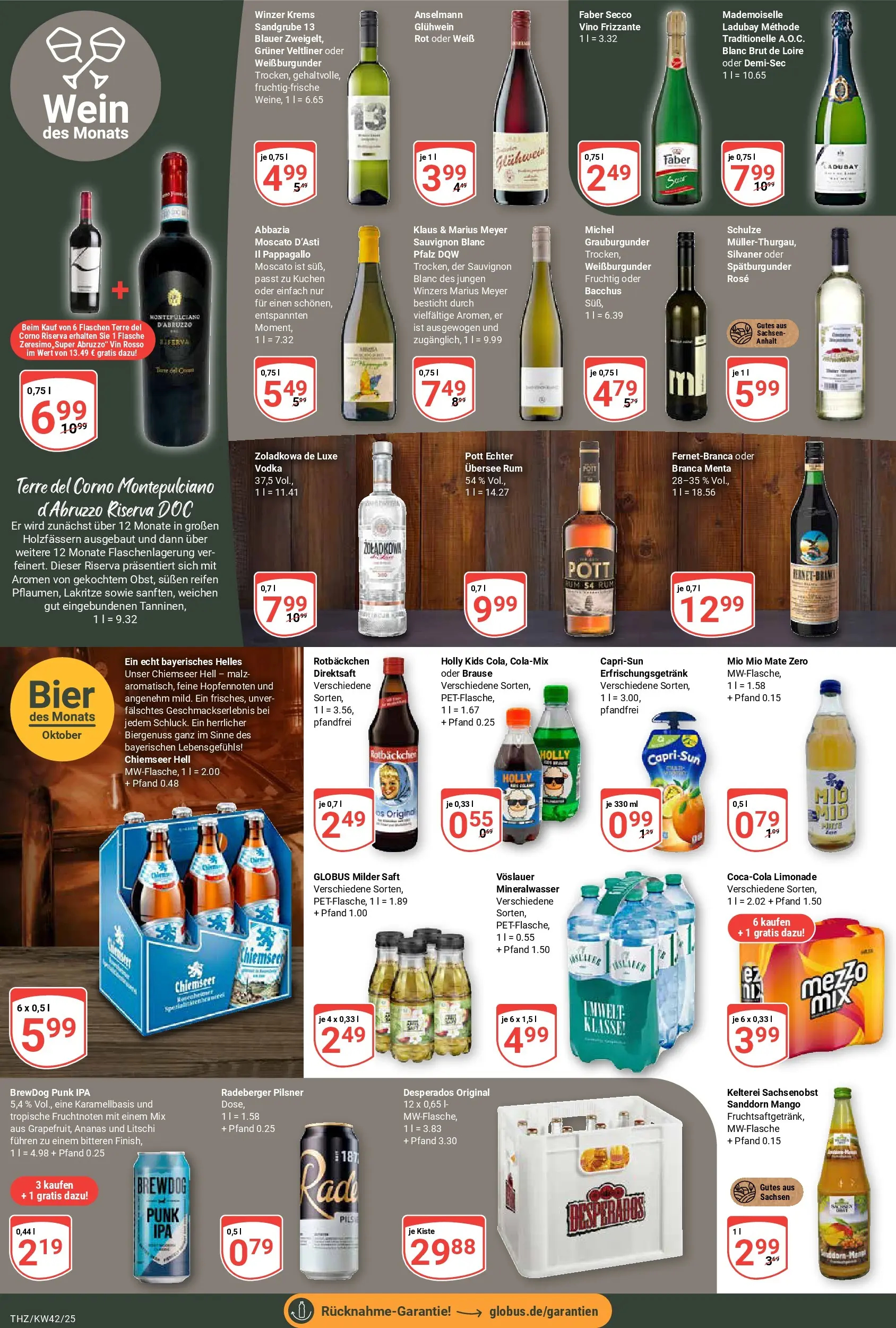 Globus prospekt Zeitz	 (ab 12.10.2025) » Angebote online | Seite: 14 | Produkte: Bier, Mango, Saft, Vodka