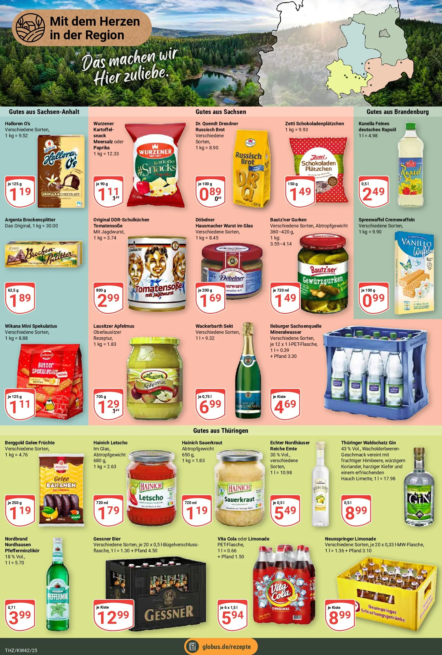 Globus prospekt Zeitz	 (ab 12.10.2025) » Angebote online | Seite: 16 | Produkte: Butter, Limonade, Wurst, Gurken