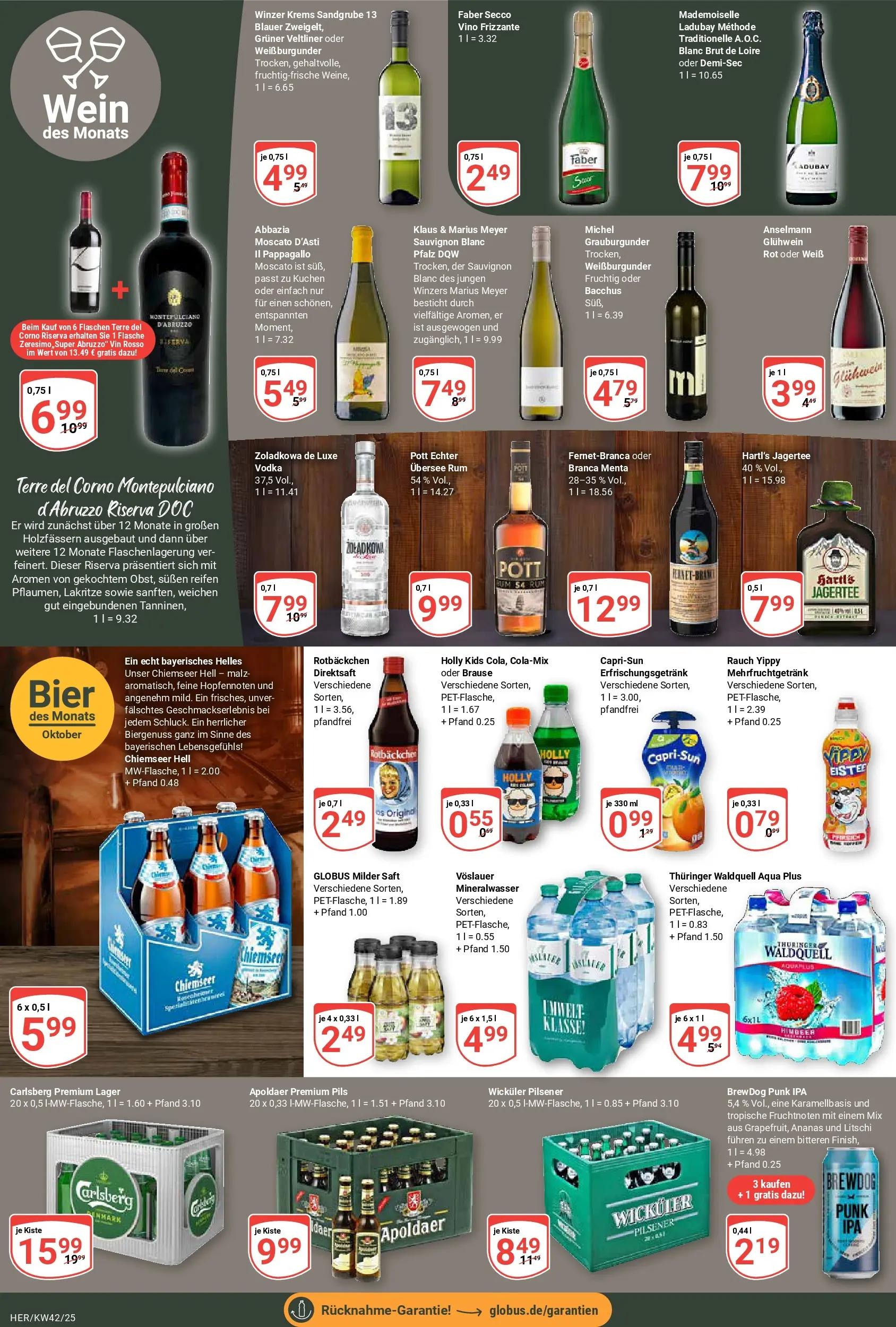 Globus prospekt Hermsdorf	 (ab 12.10.2025) » Angebote online | Seite: 14 | Produkte: Saft, Wein, Vodka, Kuchen