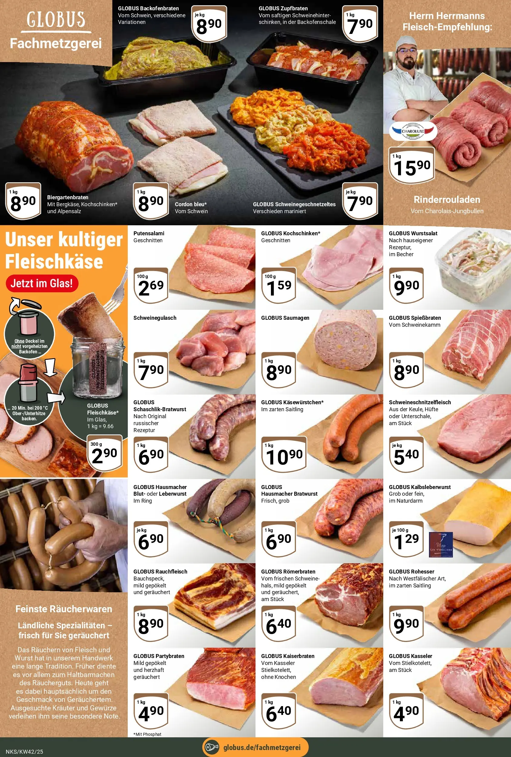 Globus prospekt Neunkirchen	 (ab 12.10.2025) » Angebote online | Seite: 10 | Produkte: Rinderrouladen, Bratwurst, Backofen, Fleisch