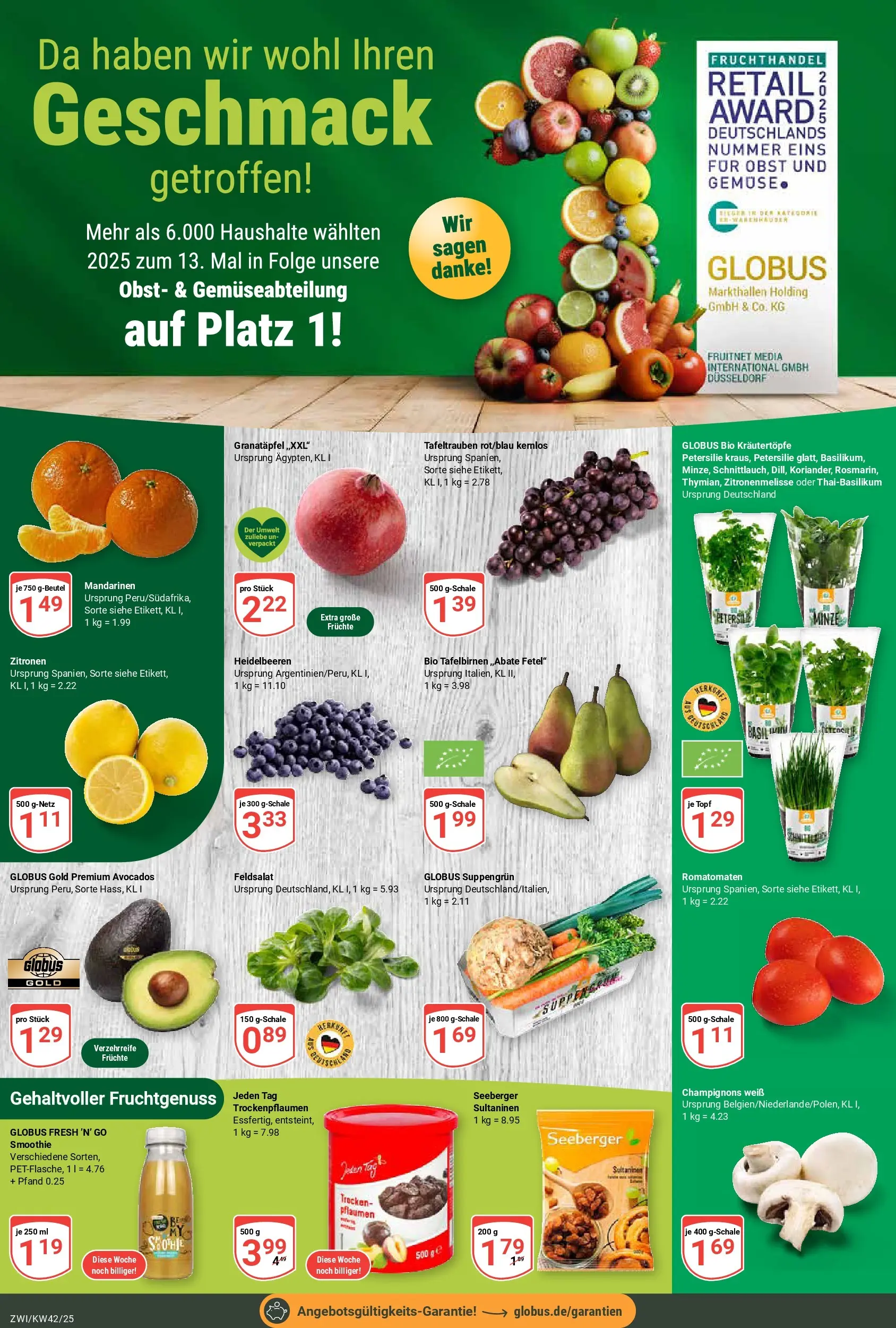 Globus prospekt Zwickau	 (ab 12.10.2025) » Angebote online | Seite: 7 | Produkte: Granatapfel, Pflaumen, Mandarinen, Heidelbeeren