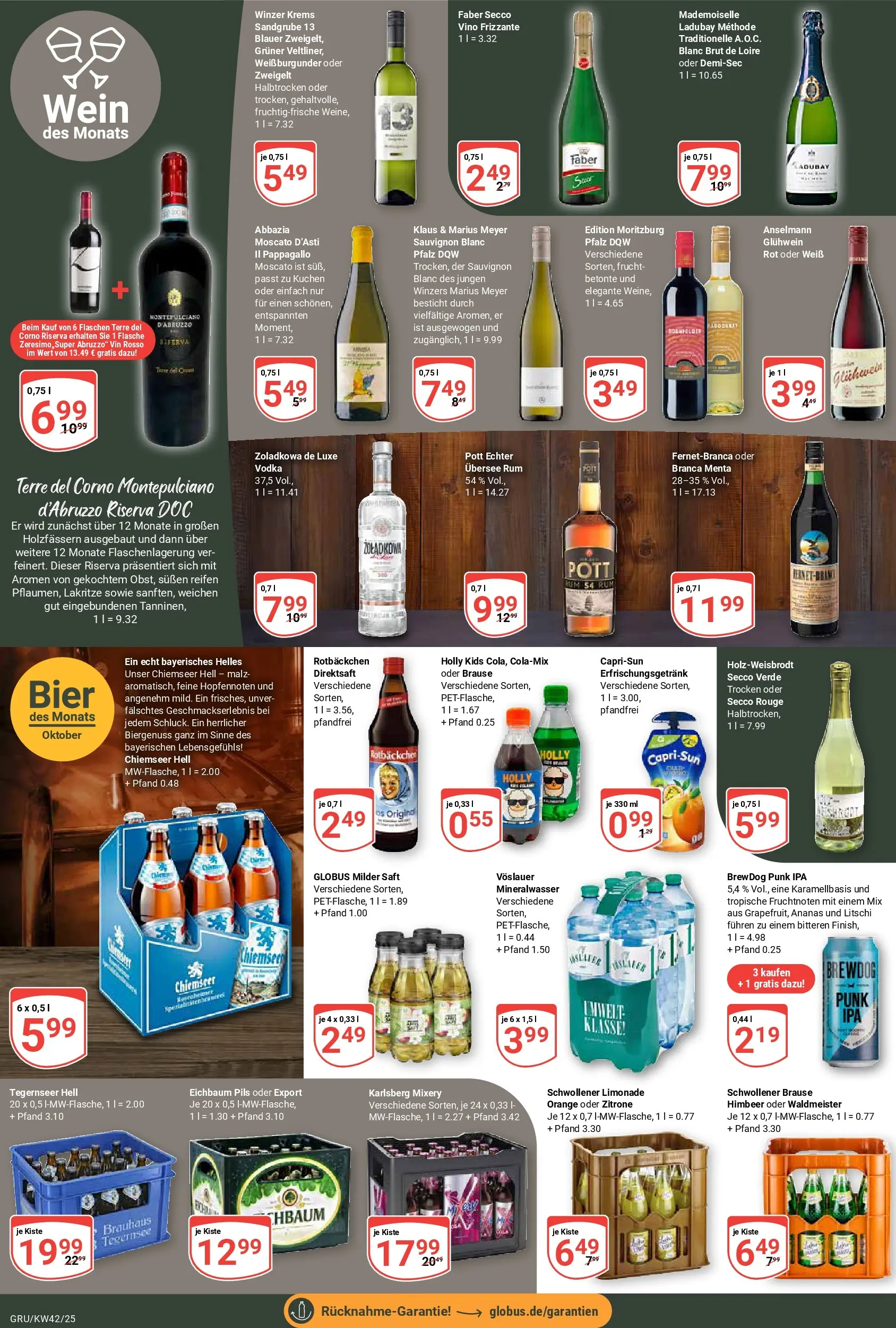Globus prospekt Grünstadt	 (ab 12.10.2025) » Angebote online | Seite: 16 | Produkte: Limonade, Mineralwasser, Wein, Vodka