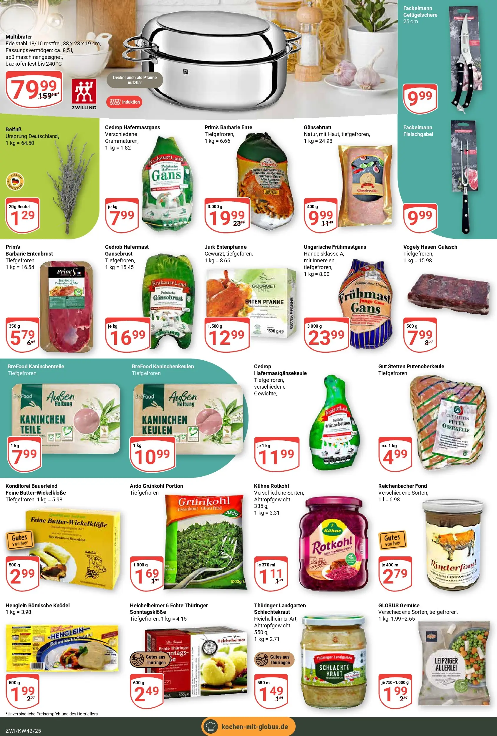 Globus prospekt Zwickau	 (ab 12.10.2025) » Angebote online | Seite: 13 | Produkte: Rotkohl, Kaninchen, Kraut, Ente