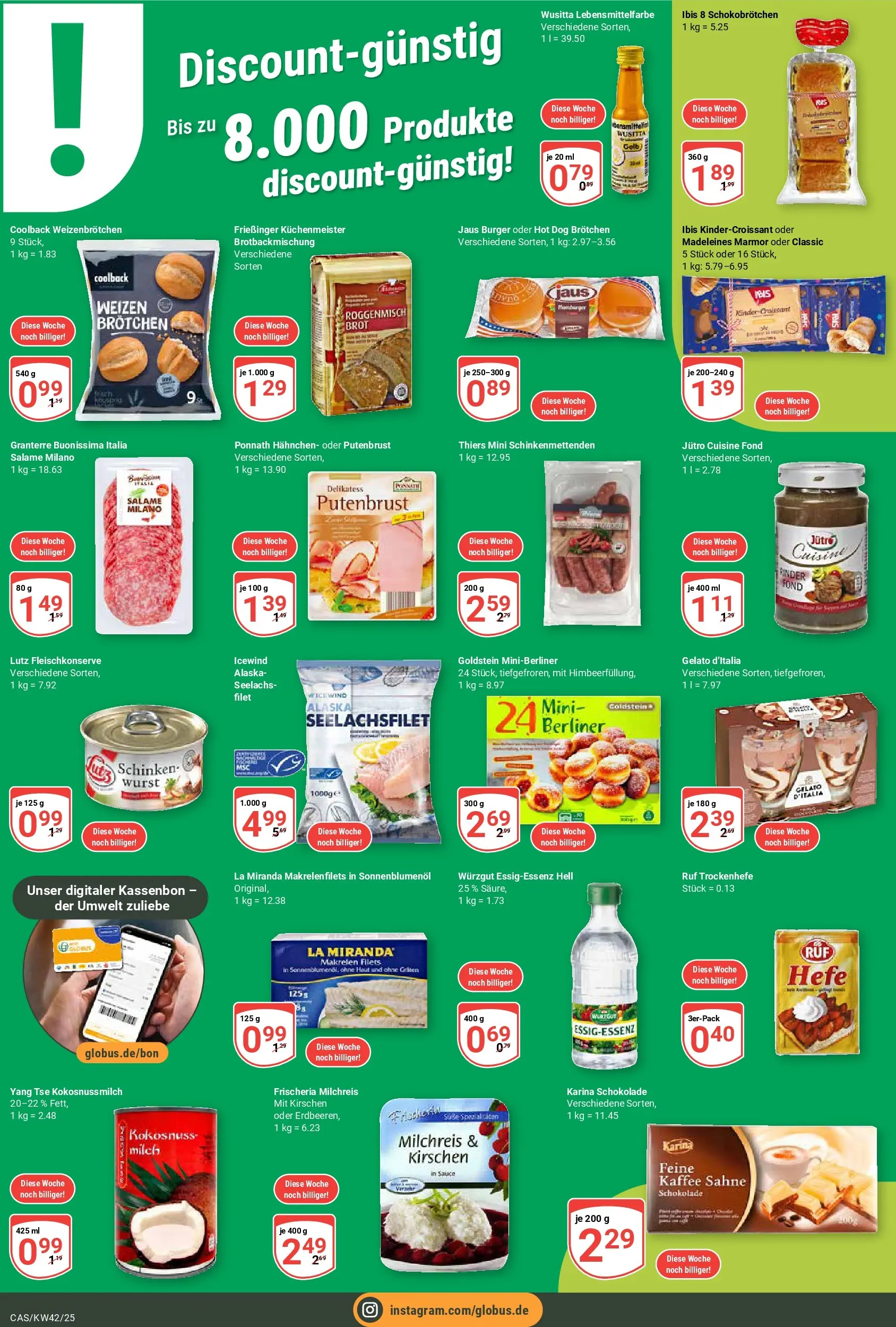 Globus prospekt Castrop-Rauxel	 (ab 12.10.2025) » Angebote online | Seite: 14 | Produkte: Hahnchen, Schokolade, Brot, Sahne