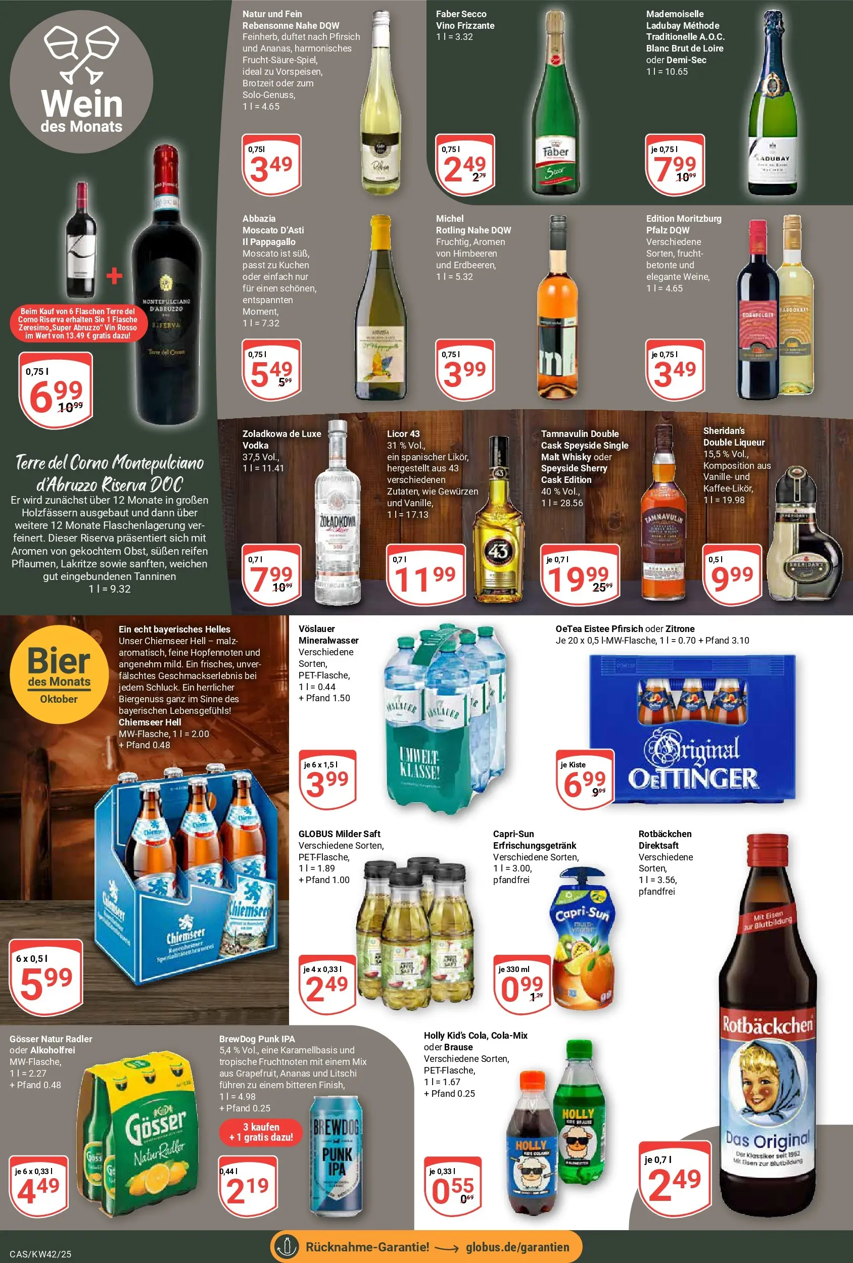 Globus prospekt Castrop-Rauxel	 (ab 12.10.2025) » Angebote online | Seite: 17 | Produkte: Himbeeren, Whisky, Oettinger, Mineralwasser