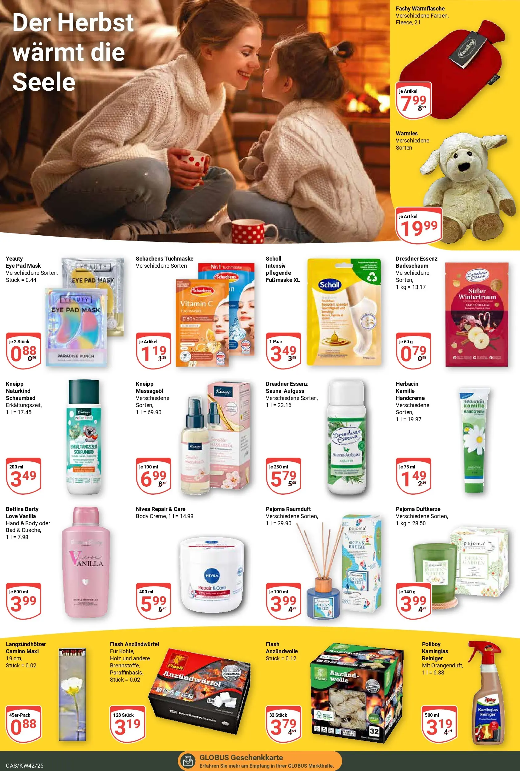 Globus prospekt Castrop-Rauxel	 (ab 12.10.2025) » Angebote online | Seite: 19 | Produkte: Handcreme, Badeschaum, Massageöl, Fußmaske