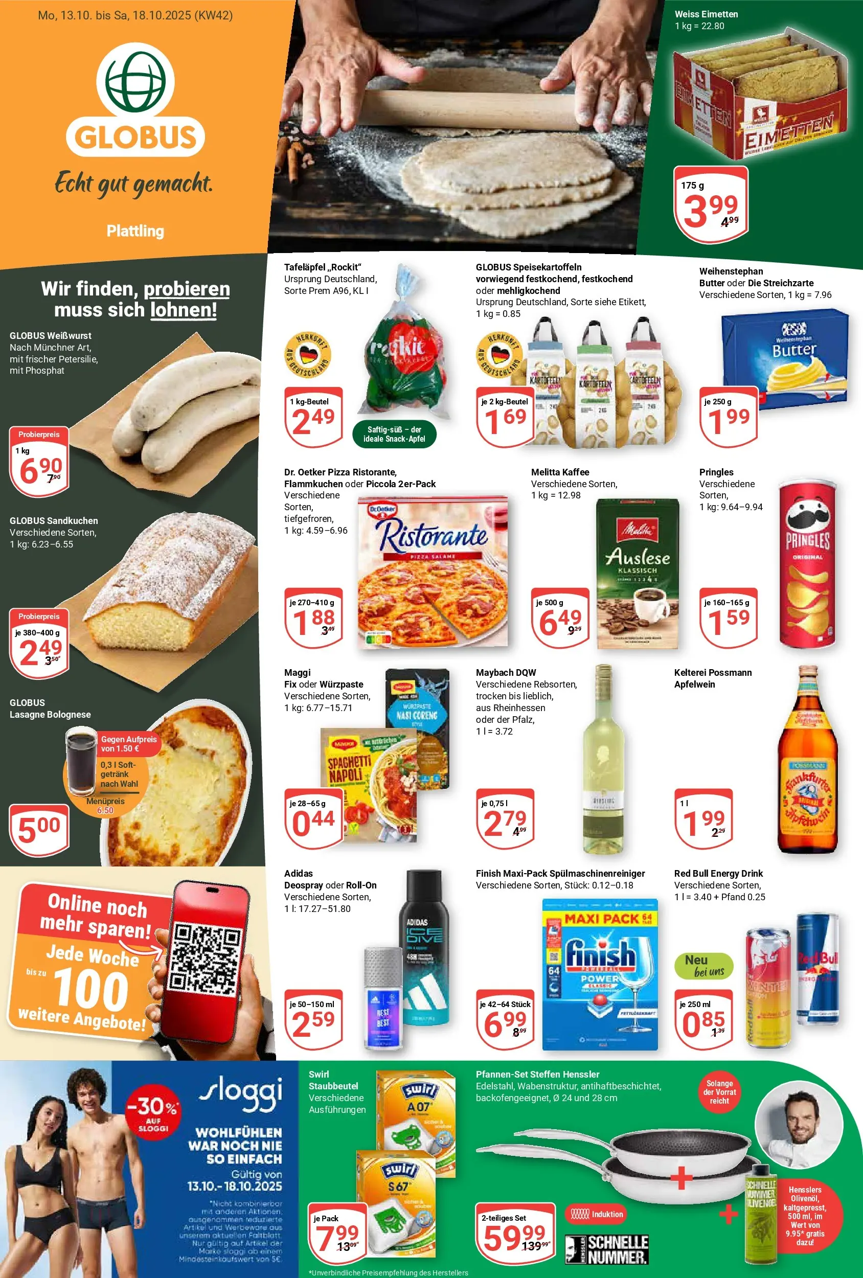 Globus prospekt Plattling	 (ab 12.10.2025) » Angebote online | Seite: 1 | Produkte: Ristorante, Energy, Butter, Pringles