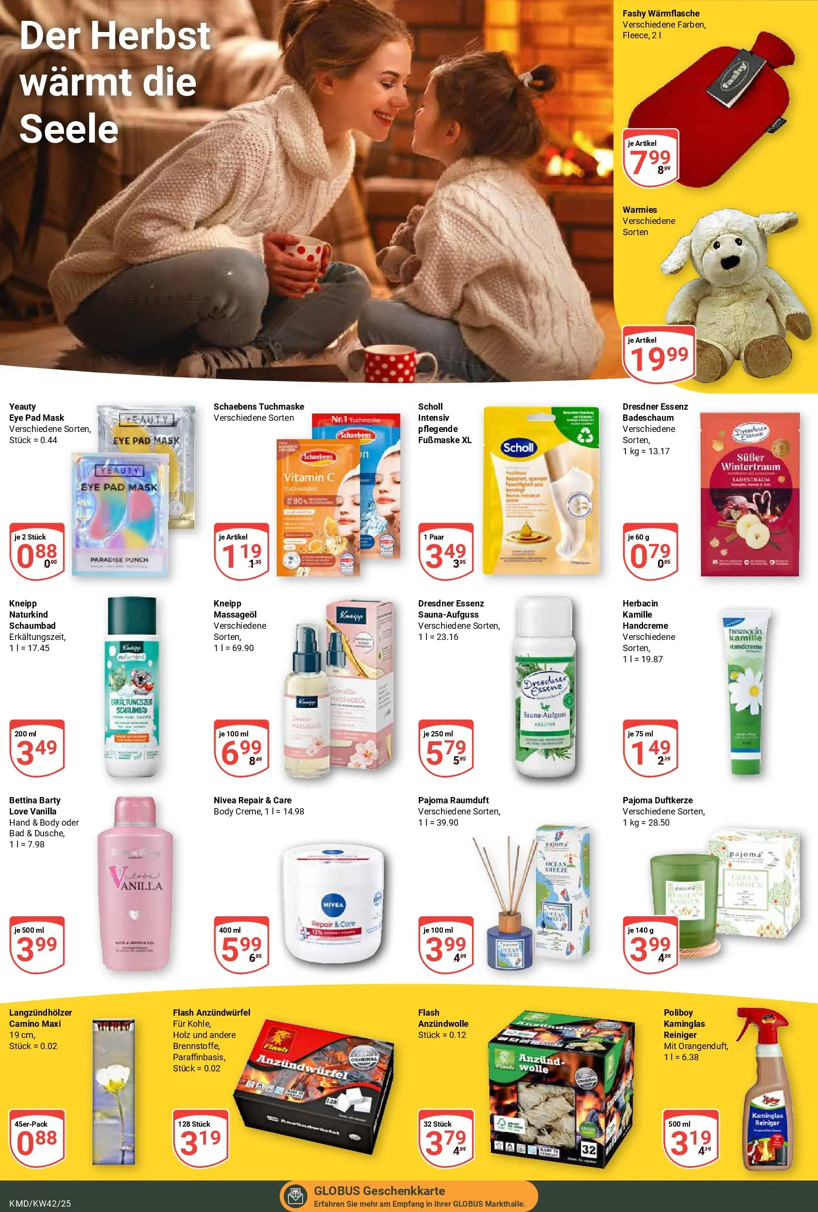 Globus prospekt Köln	 (ab 12.10.2025) » Angebote online | Seite: 20 | Produkte: Bad, Handcreme, Badeschaum, Tuchmaske