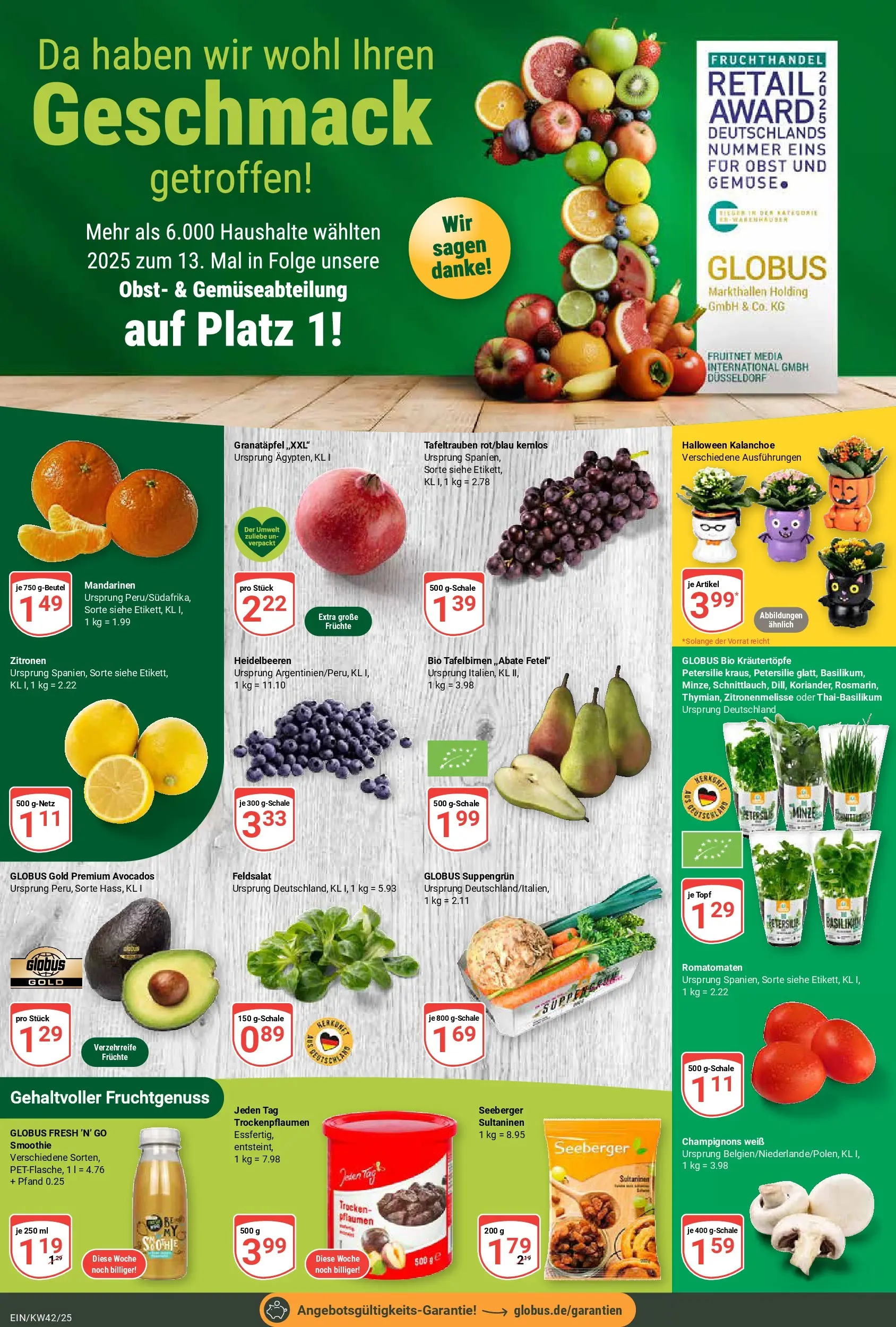 Globus prospekt Homburg-Einöd	 (ab 12.10.2025) » Angebote online | Seite: 10 | Produkte: Granatapfel, Mandarinen, Champignons, Petersilie