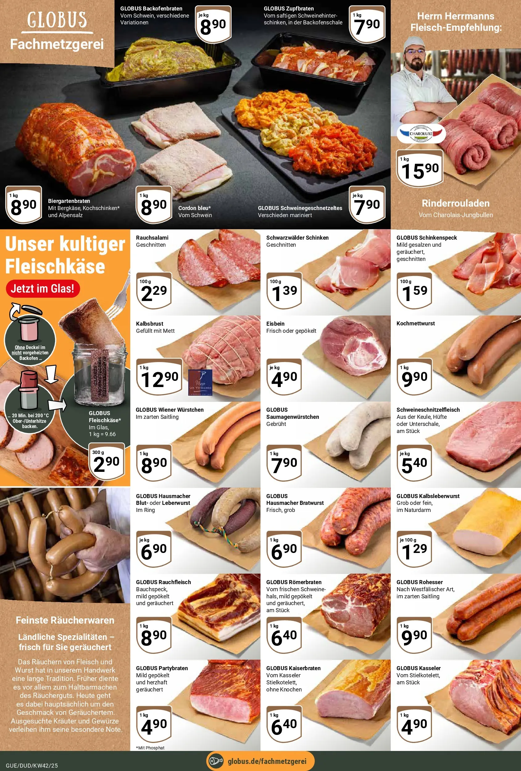 Globus prospekt Saarbrücken-Güdingen	 (ab 12.10.2025) » Angebote online | Seite: 10 | Produkte: Bratwurst, Wurst, Backofen, Schinken