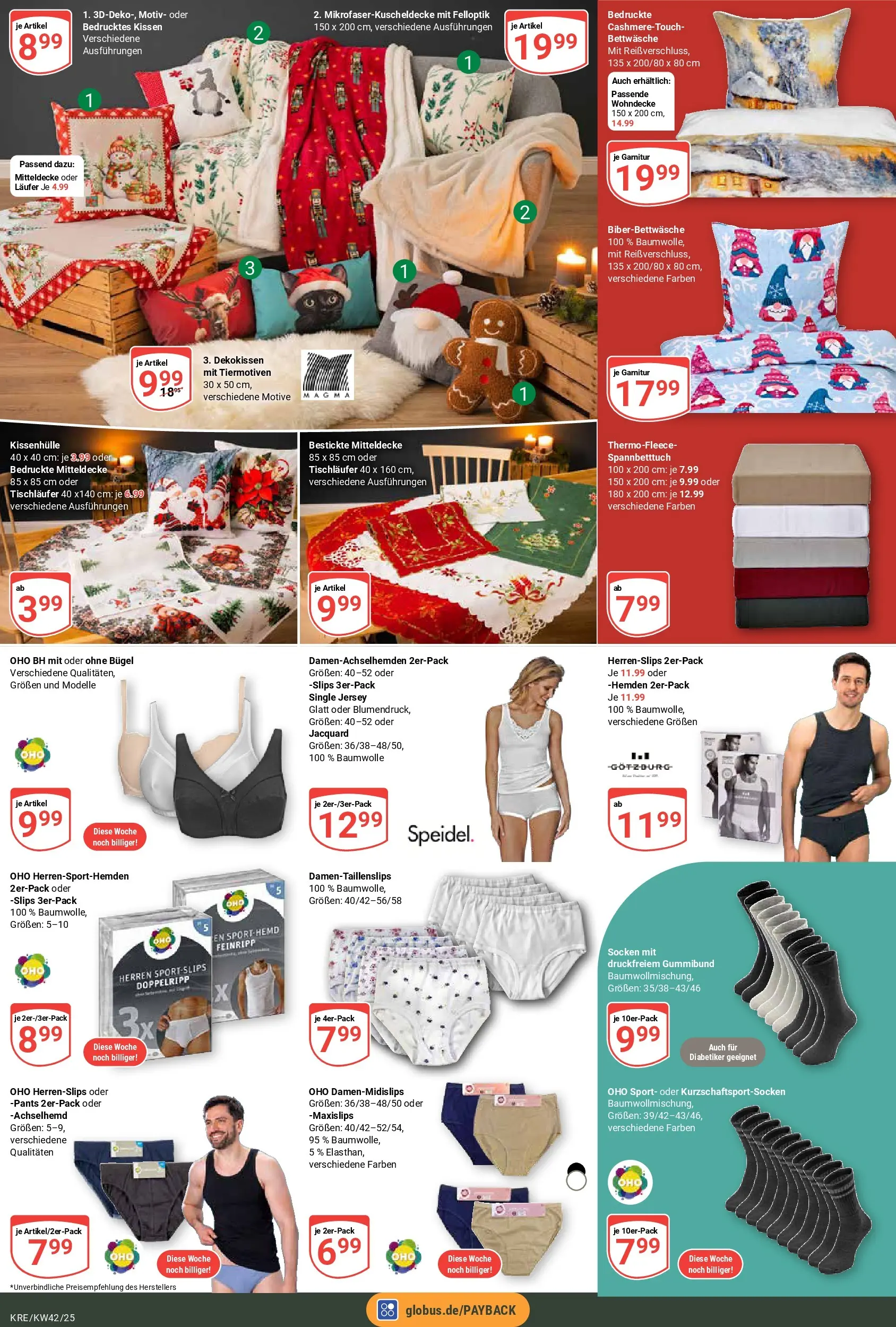 Globus prospekt Krefeld	 (ab 12.10.2025) » Angebote online | Seite: 22 | Produkte: Kissen, Bettwäsche, BH, Socken