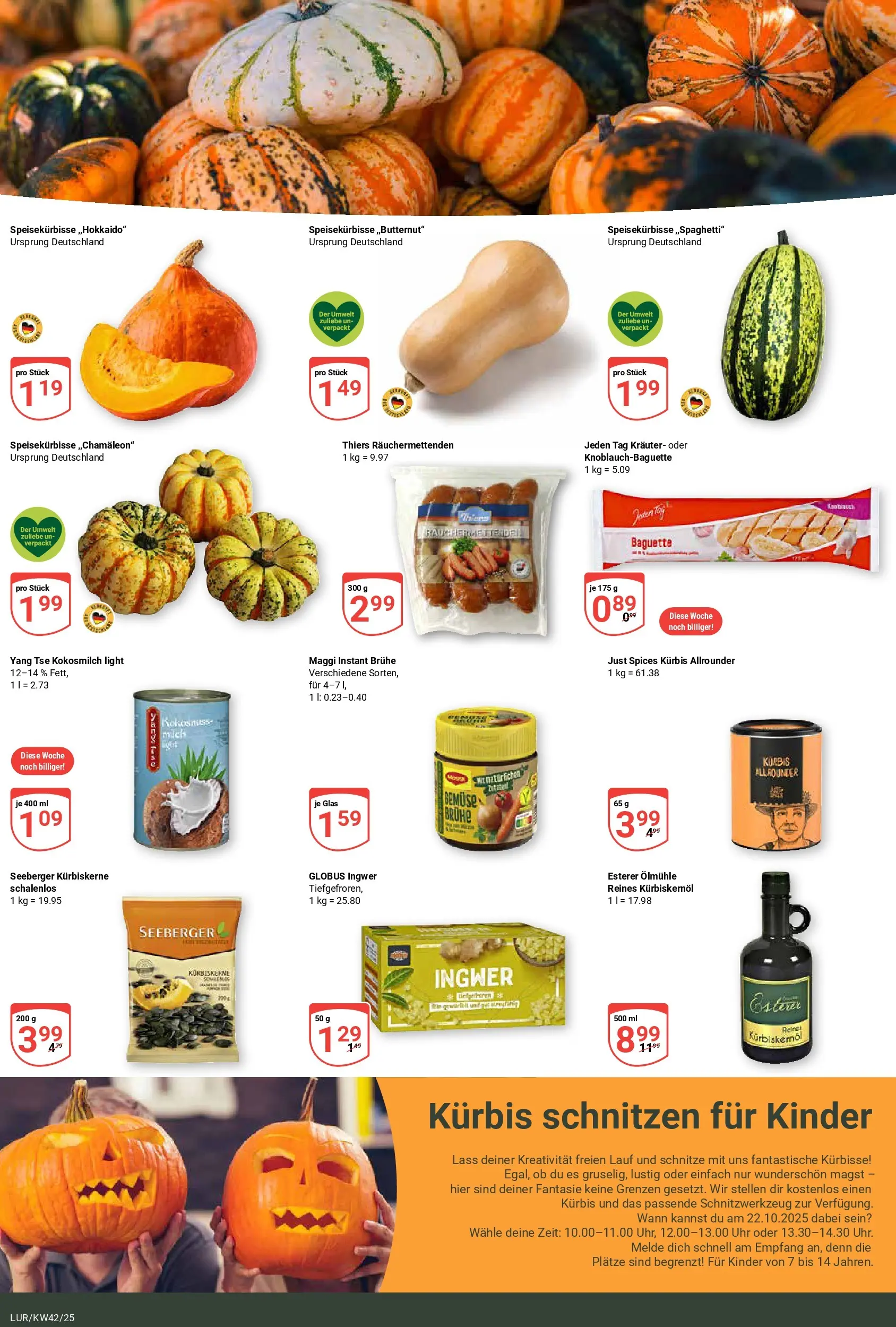 Globus prospekt Hamburg	 (ab 12.10.2025) » Angebote online | Seite: 17 | Produkte: Kürbiskernöl, Maggi, Baguette, Gemüse