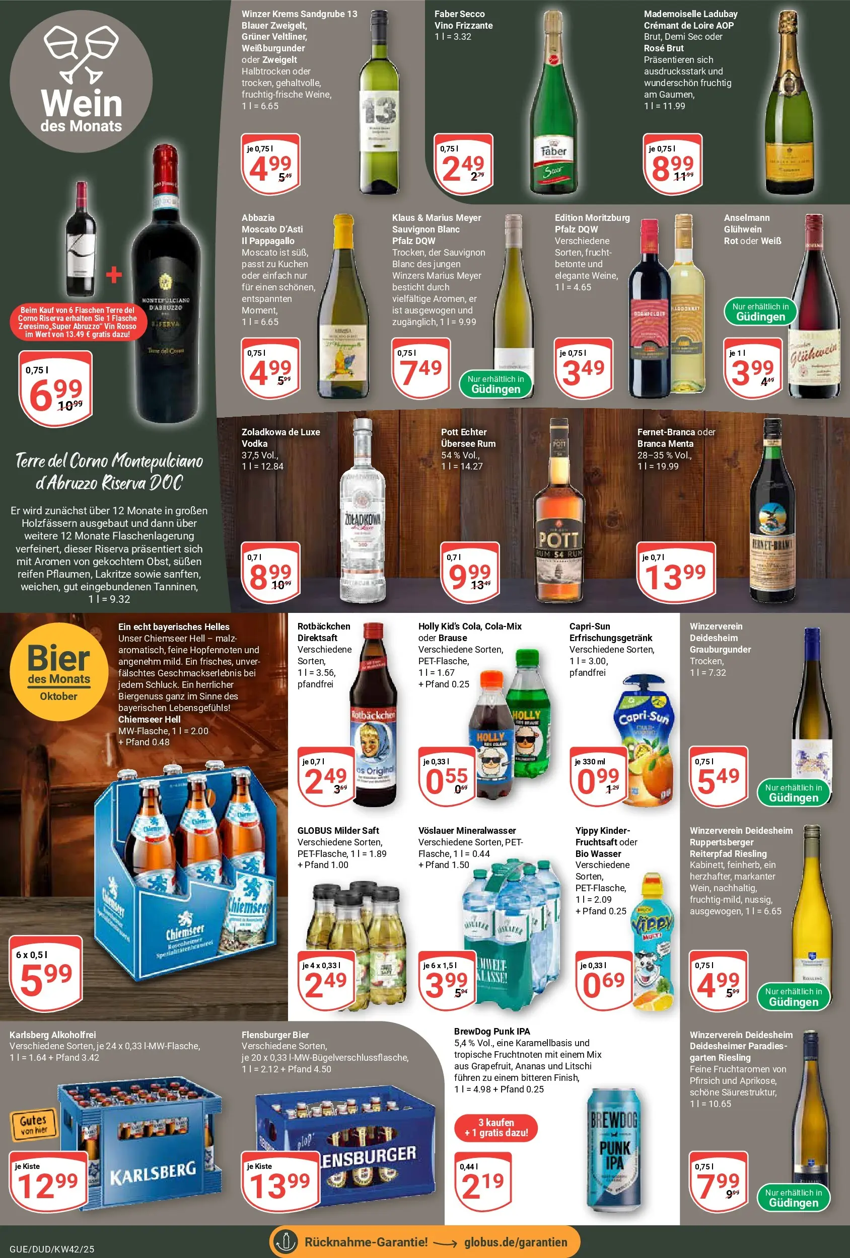 Globus prospekt Saarbrücken-Güdingen	 (ab 12.10.2025) » Angebote online | Seite: 18 | Produkte: Pfirsich, Wein, Vodka, Fruchtsaft