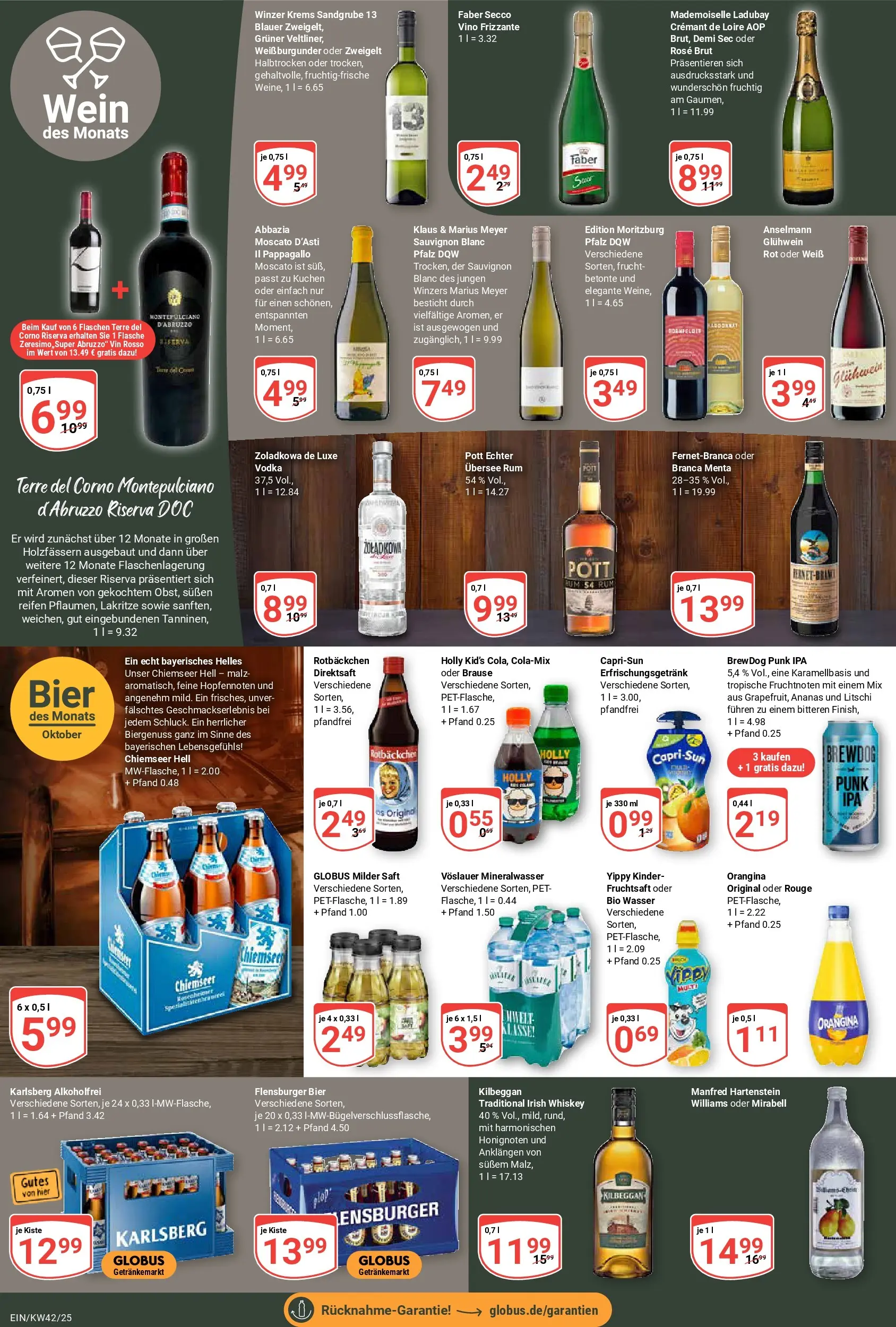 Globus prospekt Homburg-Einöd	 (ab 12.10.2025) » Angebote online | Seite: 19 | Produkte: Flensburger, Wasser, Saft, Kuchen