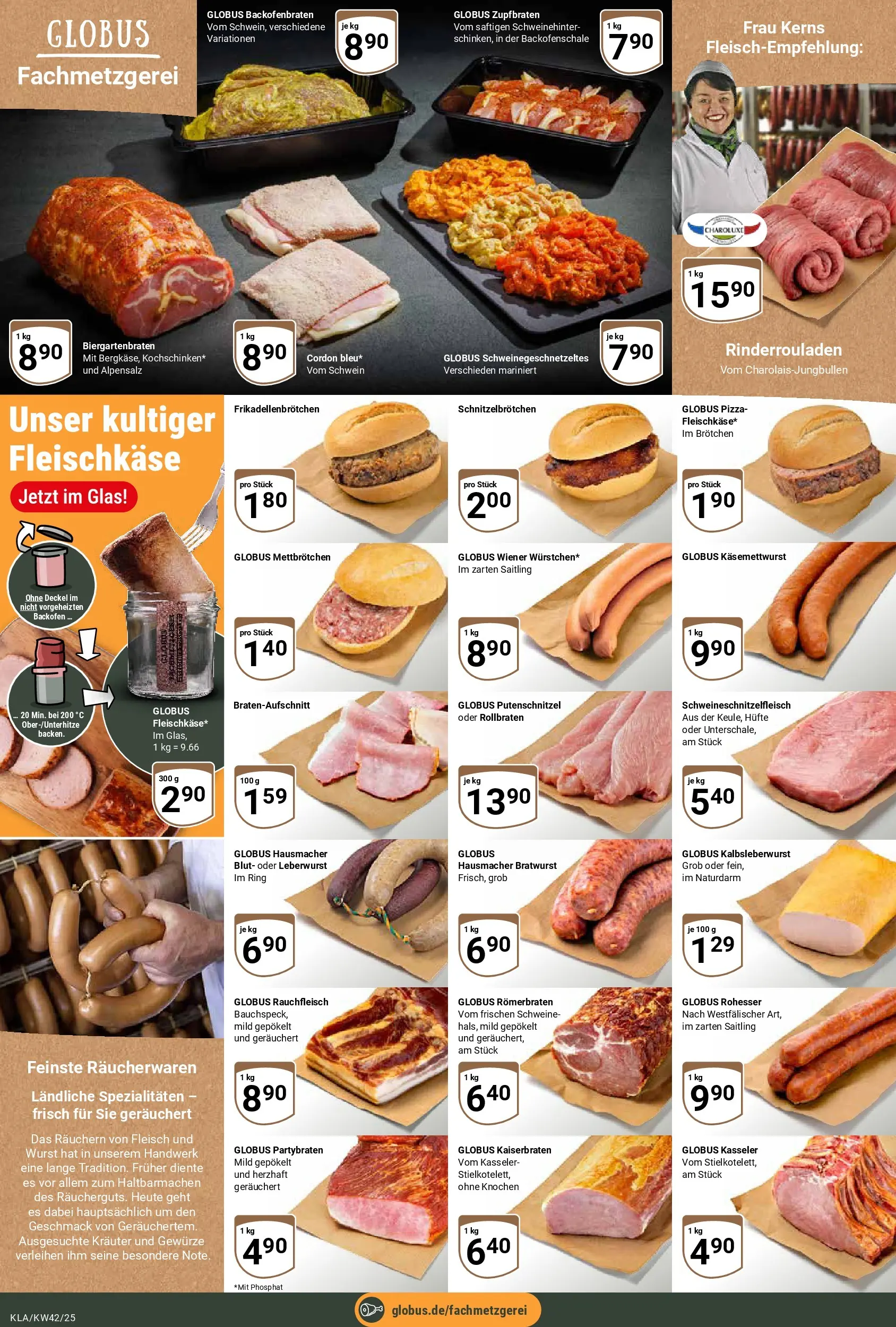 Globus prospekt Kaiserslautern	 (ab 12.10.2025) » Angebote online | Seite: 8 | Produkte: Rinderrouladen, Bratwurst, Wurst, Pizza