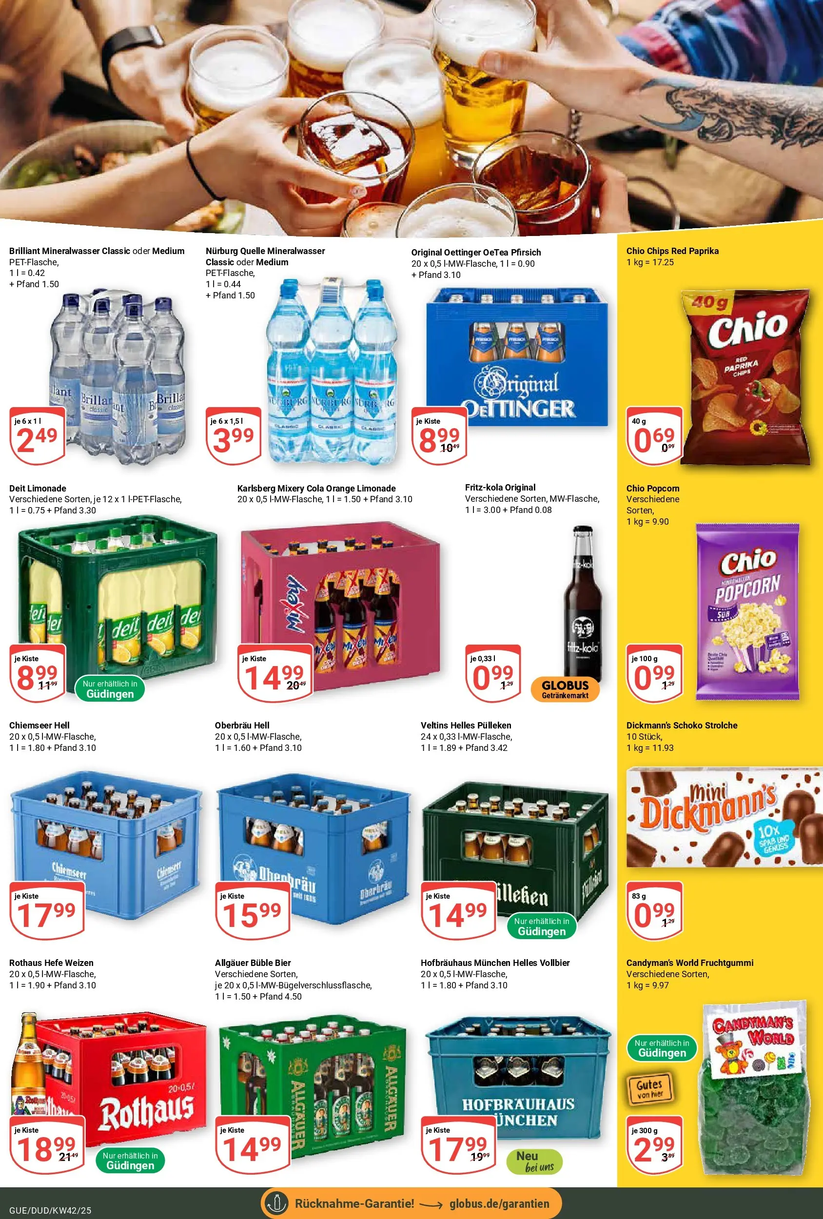Globus prospekt Saarbrücken-Güdingen	 (ab 12.10.2025) » Angebote online | Seite: 19 | Produkte: Oettinger, Mineralwasser, Mixery, Chips
