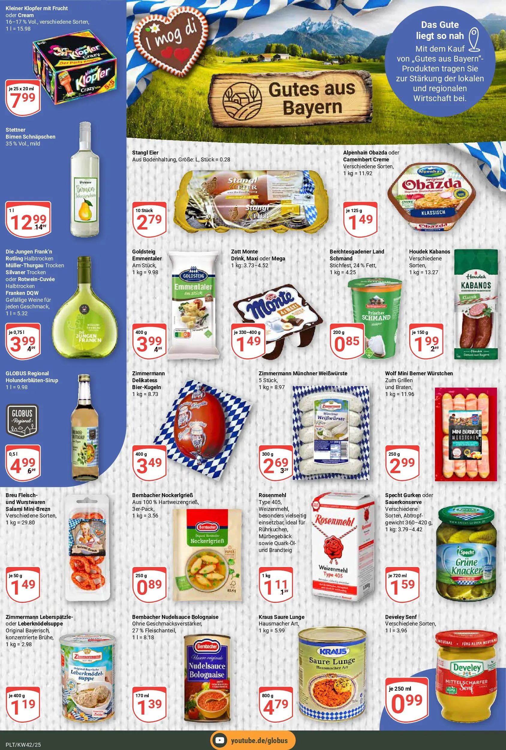 Globus prospekt Plattling	 (ab 12.10.2025) » Angebote online | Seite: 15 | Produkte: Gewicht, Eier, Creme, Salami