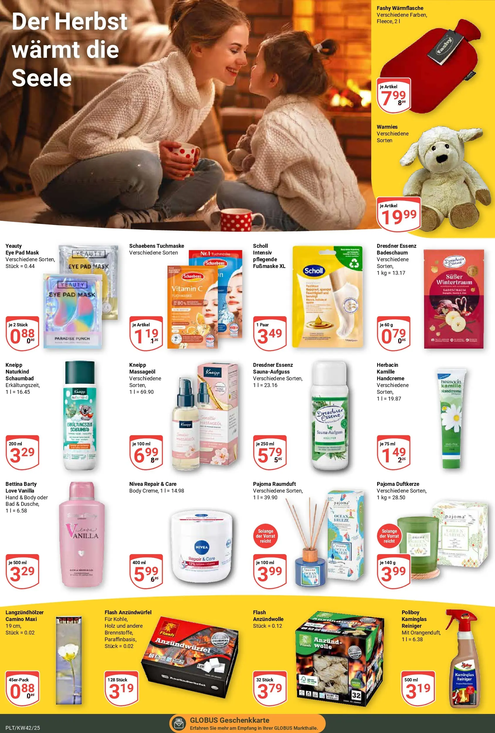 Globus prospekt Plattling	 (ab 12.10.2025) » Angebote online | Seite: 19 | Produkte: Bad, Handcreme, Badeschaum, Tuchmaske