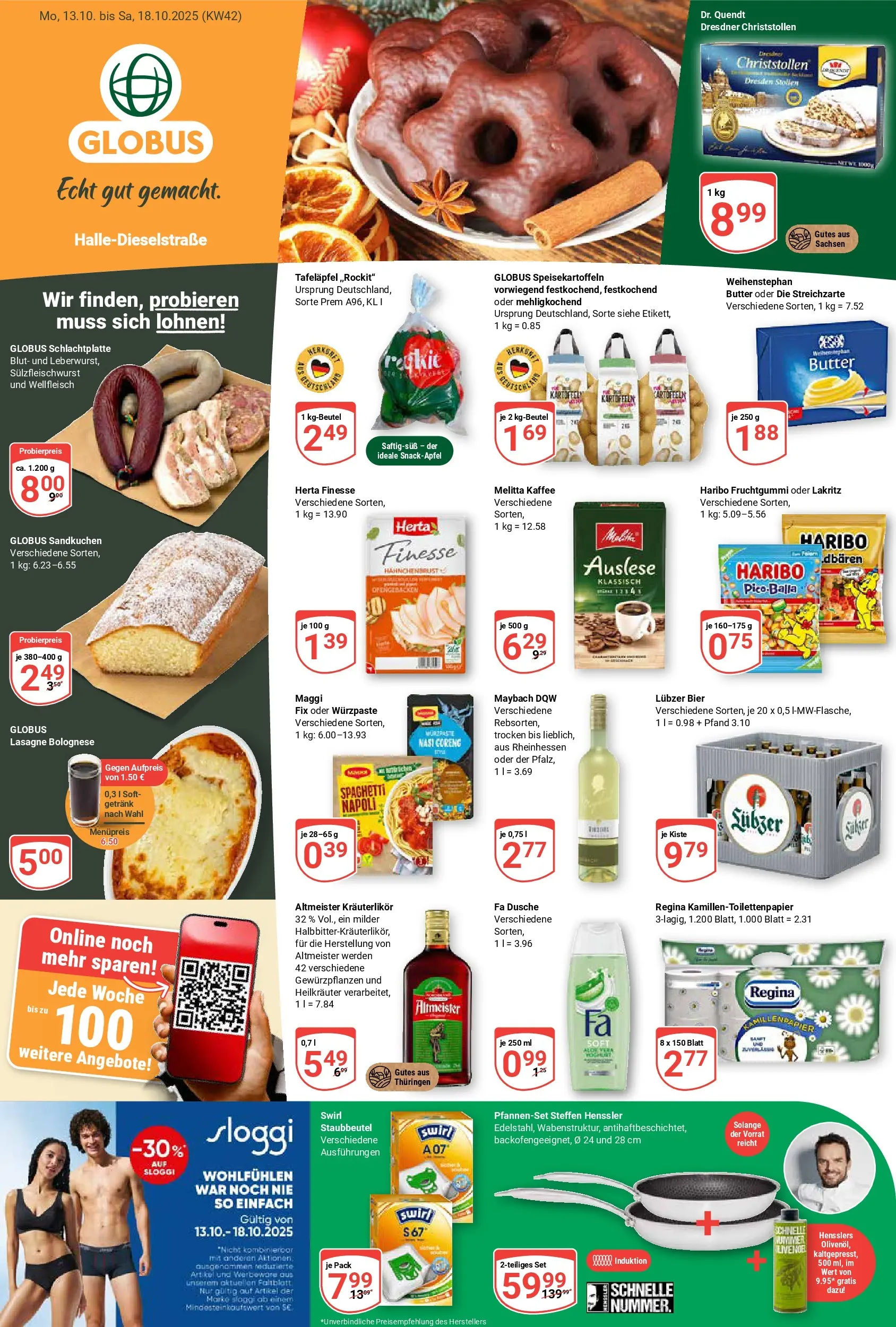 Globus prospekt Halle (saale)	 (ab 12.10.2025) » Angebote online | Seite: 1 | Produkte: Melitta, Maggi, Butter, Hahnchenbrust