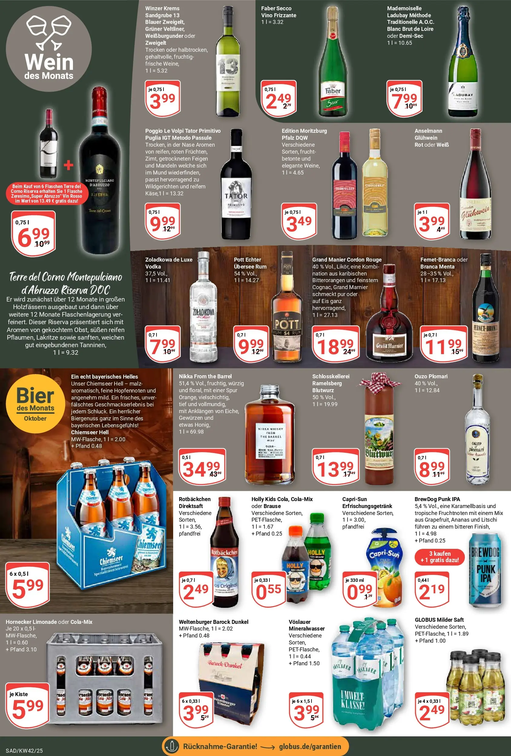 Globus prospekt Schwandorf	 (ab 12.10.2025) » Angebote online | Seite: 17 | Produkte: Ouzo, Limonade, Mineralwasser, Vodka