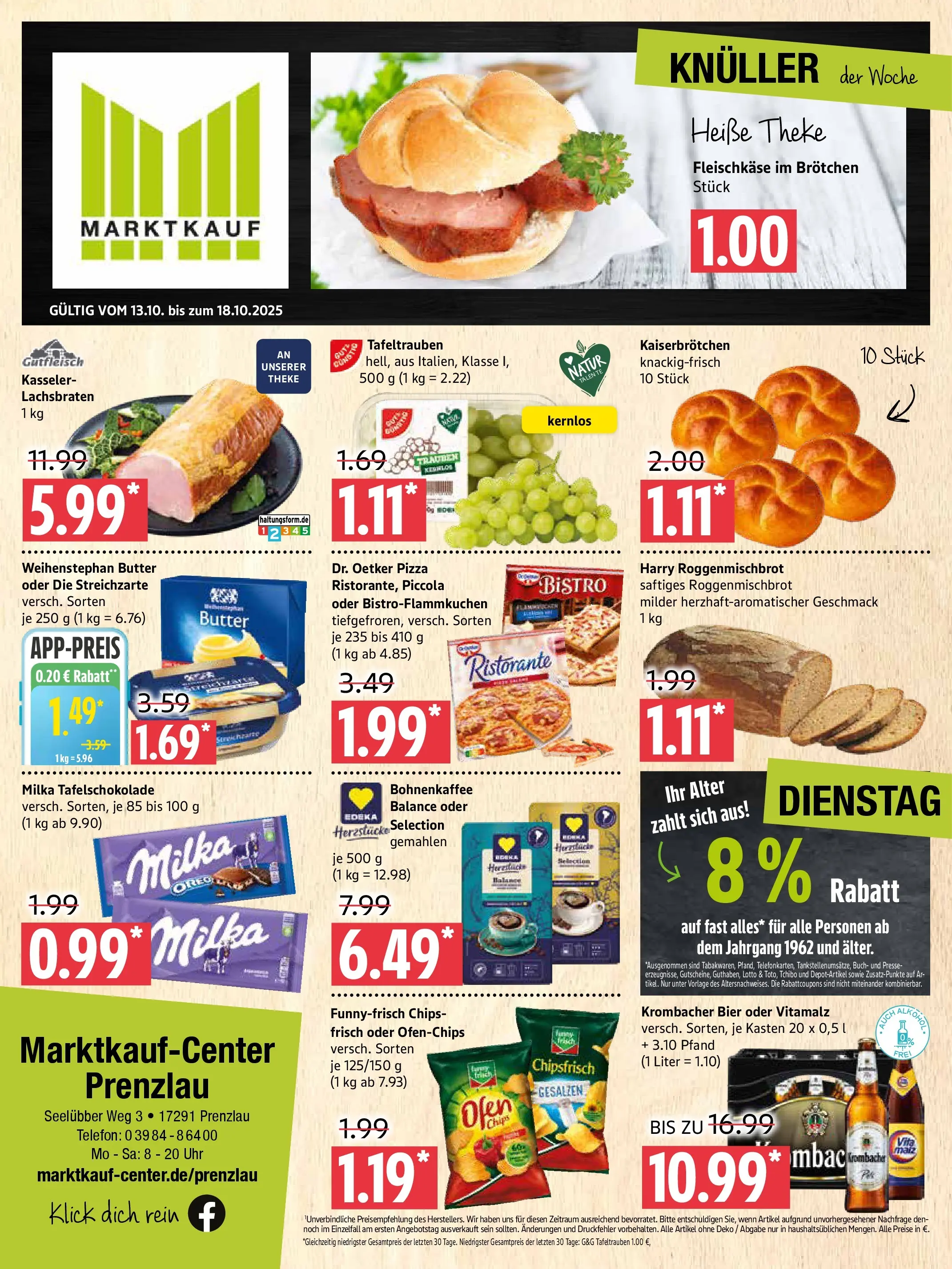 Marktkauf - Marktkauf: Wochenangebote (ab 13.10.2025) » Angebote online | Seite: 1 | Produkte: Theke, Krombacher, Pizza, Chips
