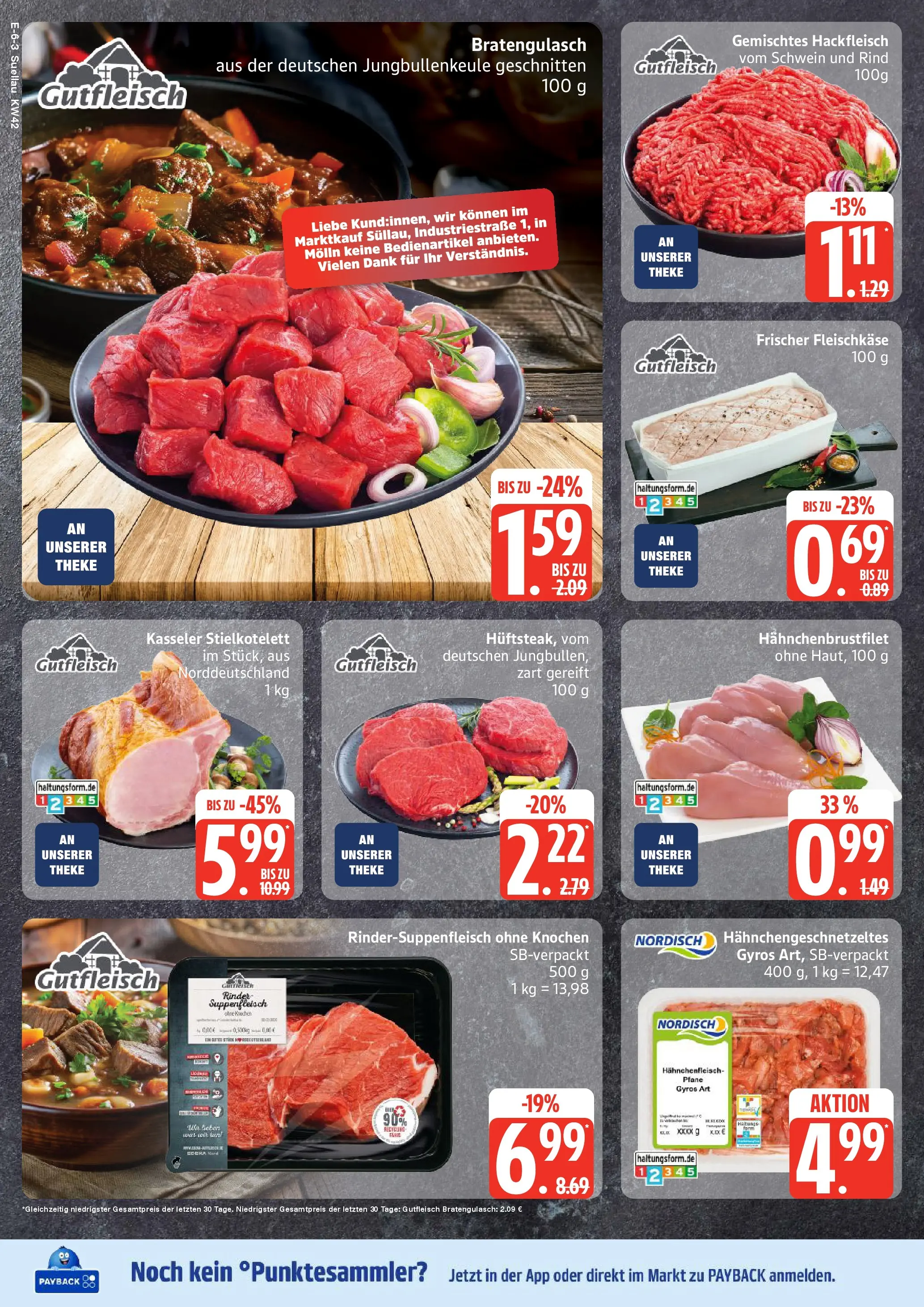 Edeka prospekt Ratzeburg	 (ab 12.10.2025) » Angebote Online | Seite: 6 | Produkte: Gyros, Suppenfleisch, Steak, Hackfleisch