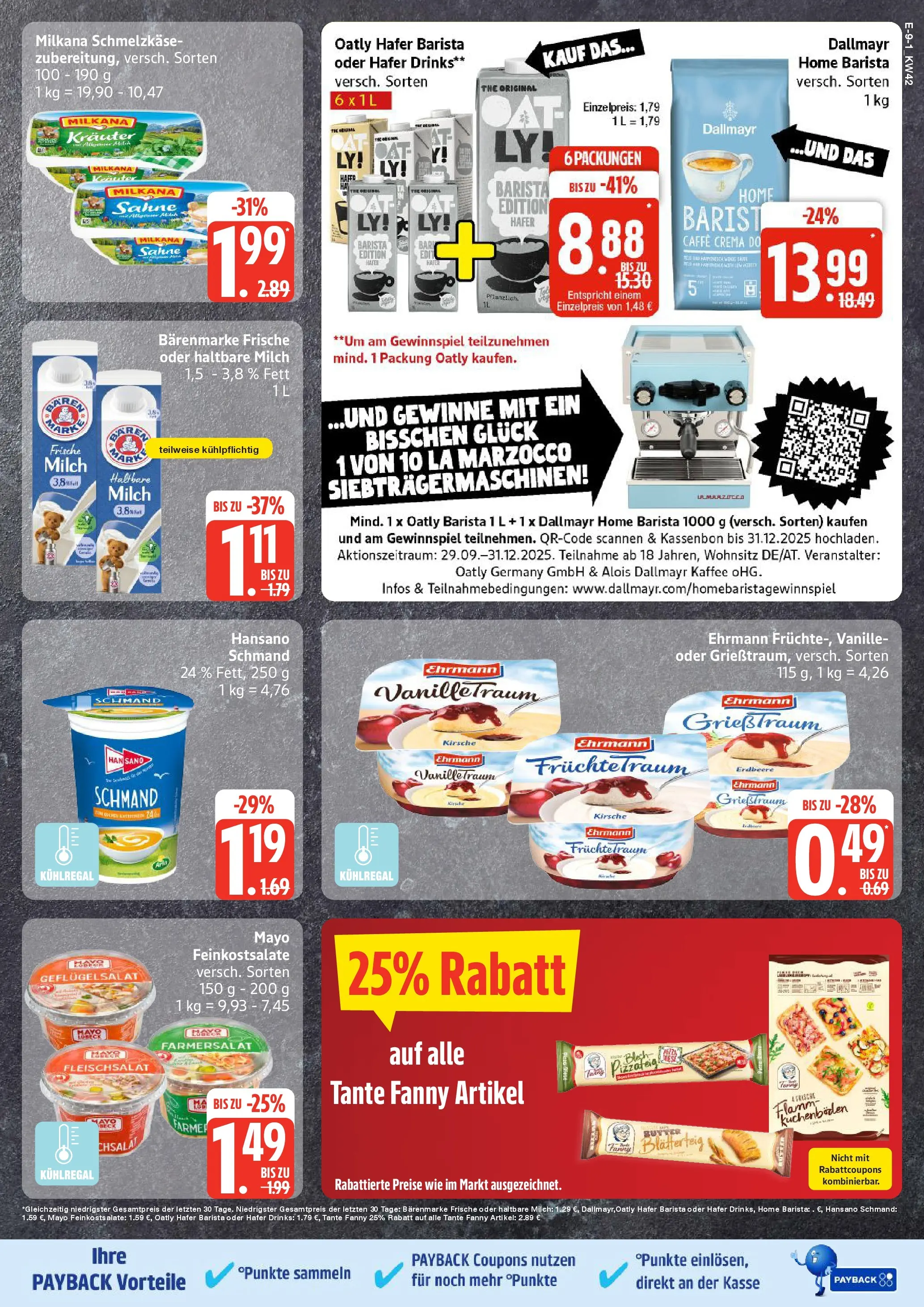 Edeka prospekt Ratzeburg	 (ab 12.10.2025) » Angebote Online | Seite: 9 | Produkte: Butter, Milkana, Dallmayr, Oatly