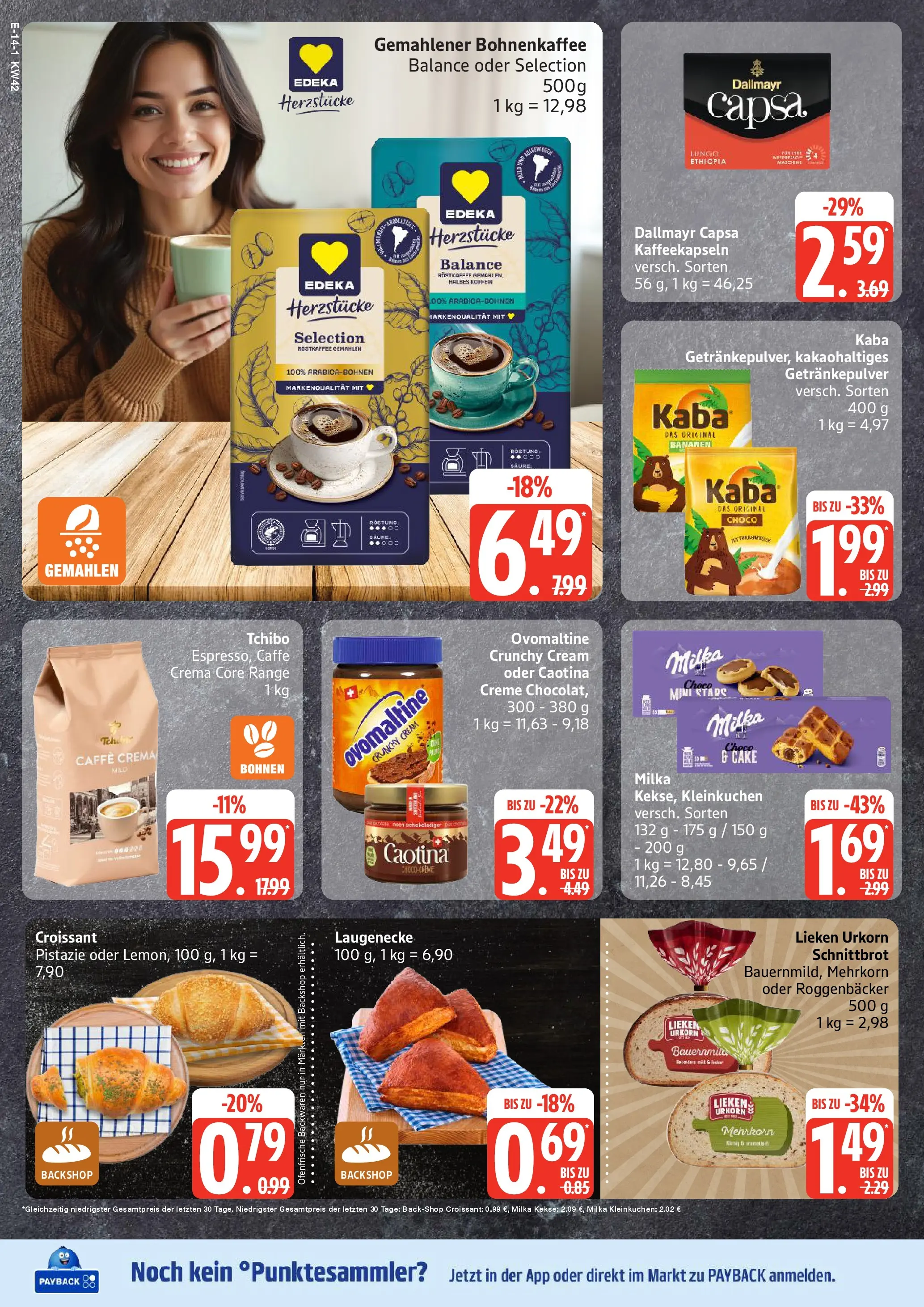 Edeka prospekt Ratzeburg	 (ab 12.10.2025) » Angebote Online | Seite: 14 | Produkte: Bananen, Croissant, Dallmayr, Dallmayr capsa