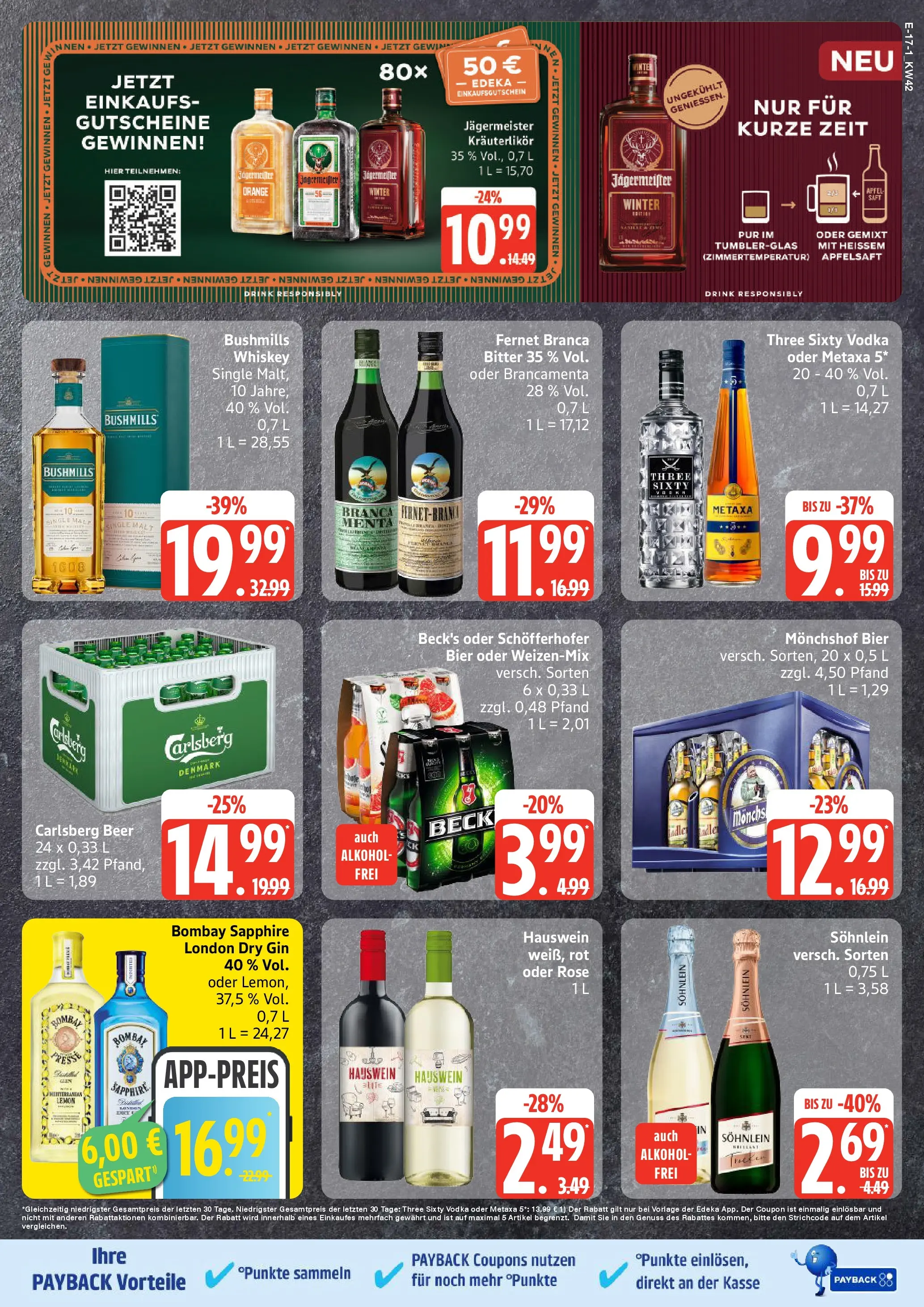 Edeka prospekt Ratzeburg	 (ab 12.10.2025) » Angebote Online | Seite: 17 | Produkte: Carlsberg, Apfelsaft, Metaxa, Whiskey
