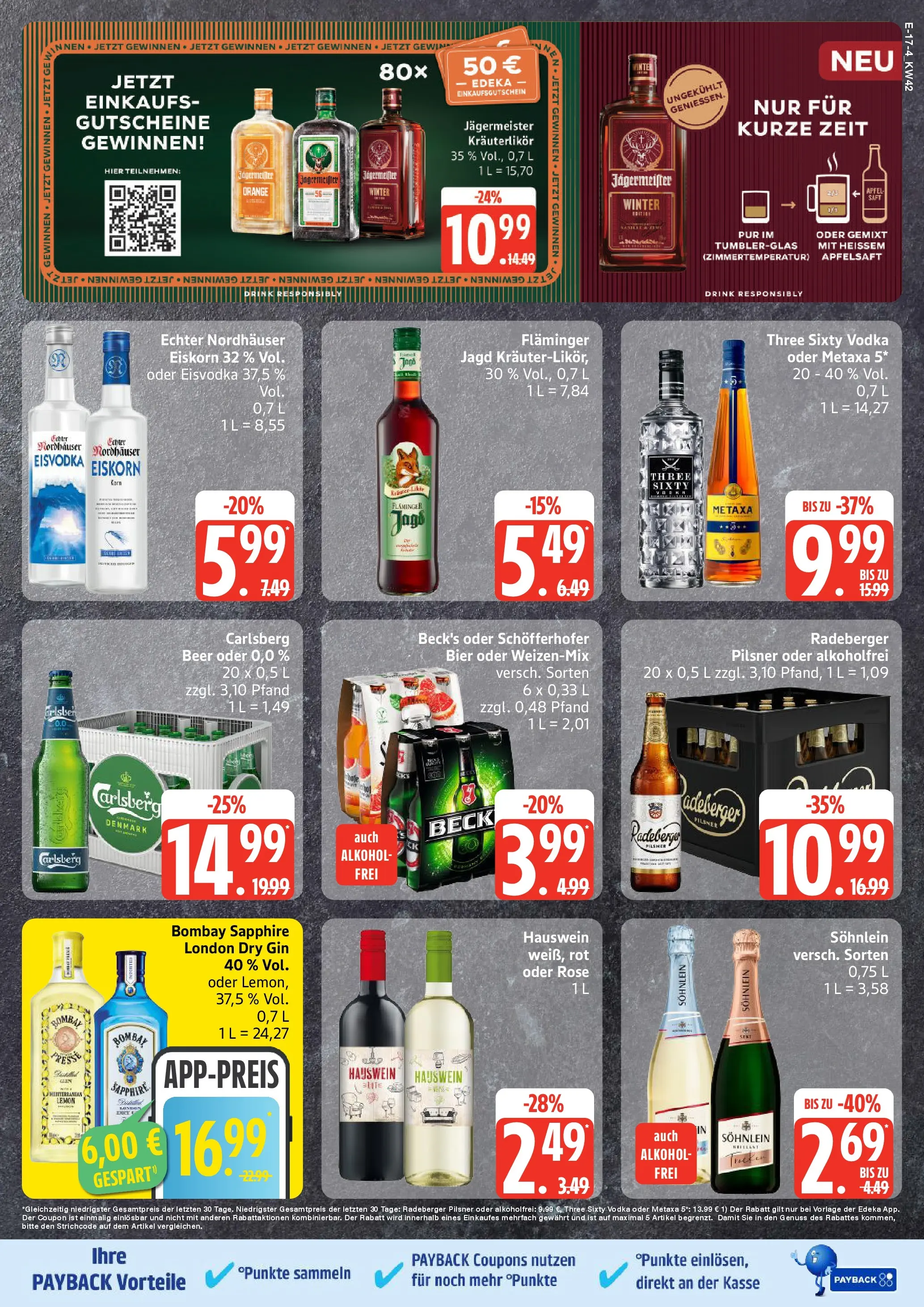 Marktkauf - Marktkauf: Wochenangebote (ab 13.10.2025) » Angebote online | Seite: 17 | Produkte: Bier, Metaxa, Jägermeister, Gin